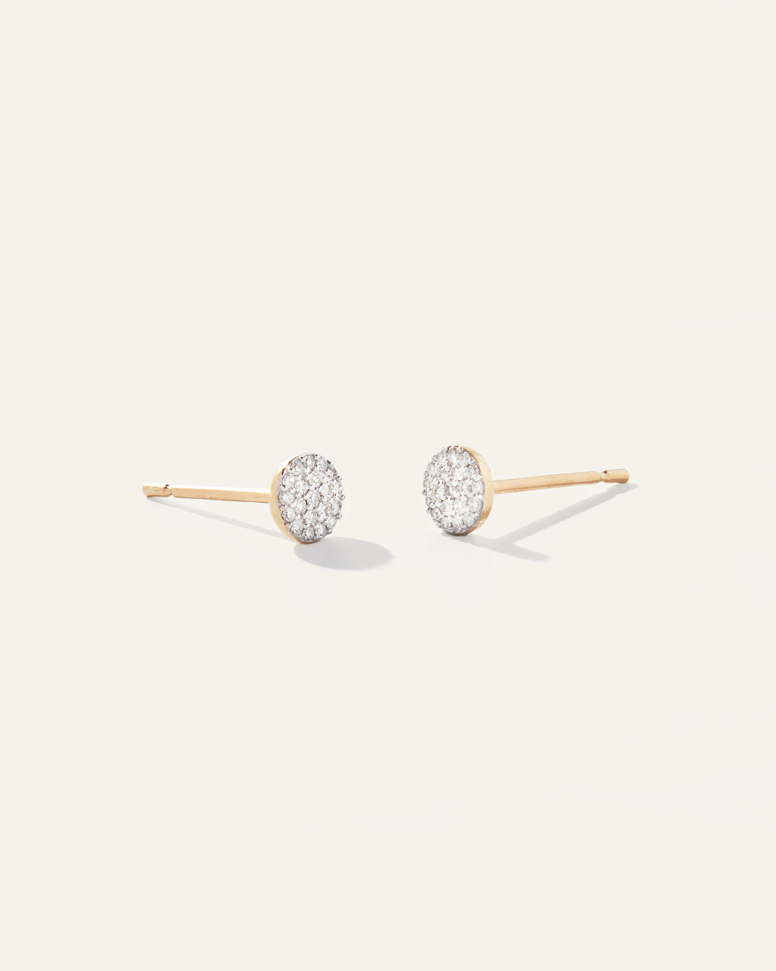 14K Gold Pave Diamond Round Studs