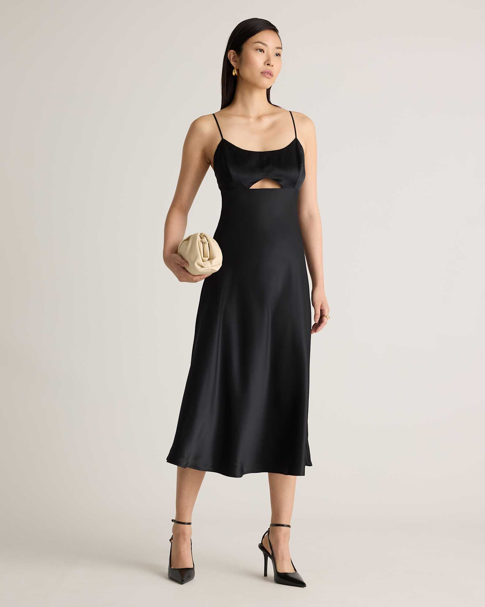 100% Washable Silk Cutout Midi Slip Dress 100% Washable Silk Cutout Midi Slip Dress
