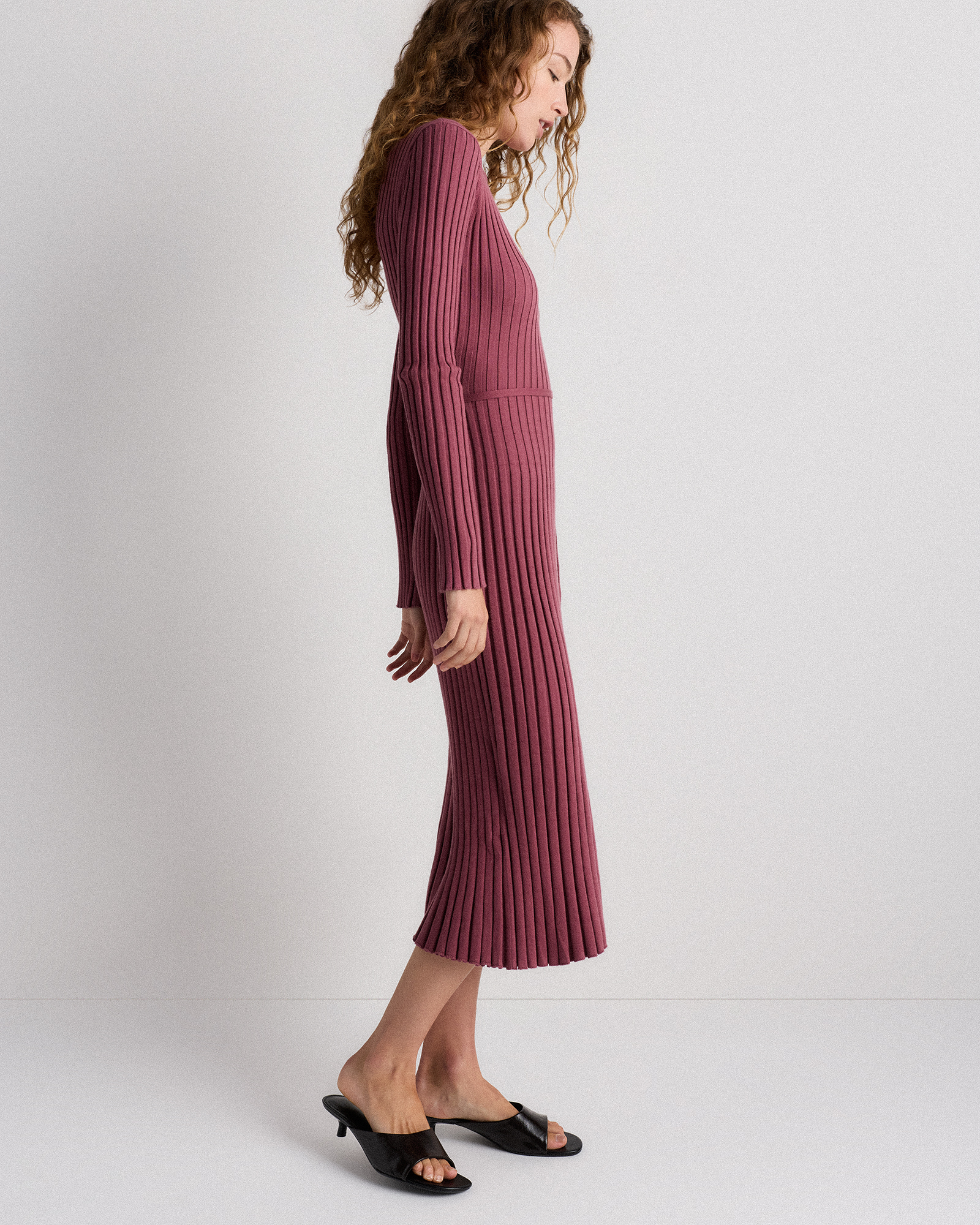 long sleeve dress midi Style Essence (Burgundy Red)  NanaMacs framed by overlapping long sleeves to create a trendy layered effect Long Sleeve Dress| On My