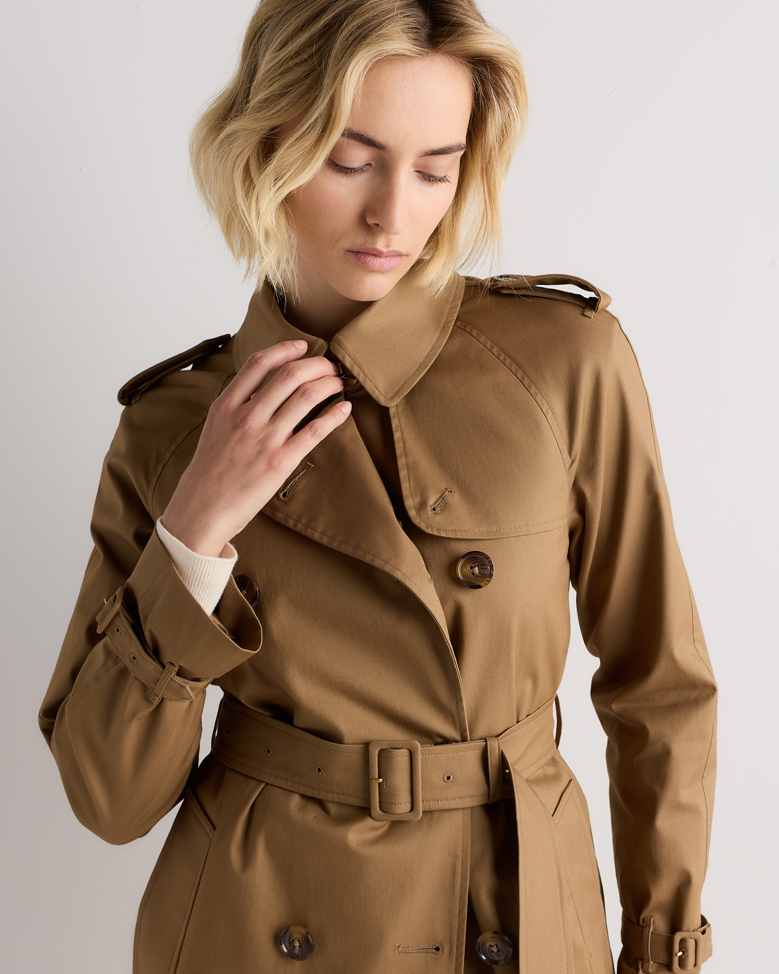 Comfort Stretch Long Trench Coat | Quince Canada