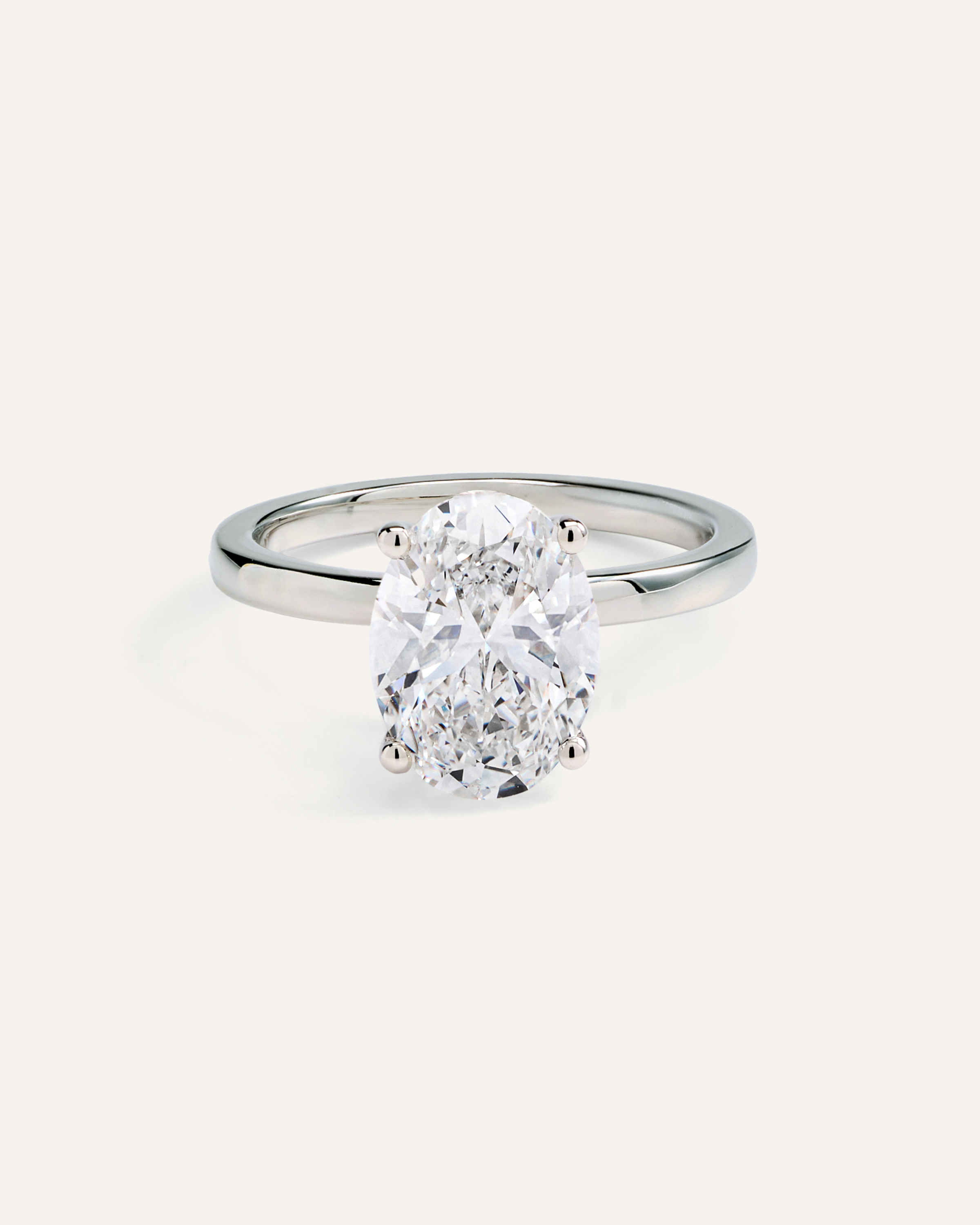 Platinum Lab Grown Diamond Oval Comfort Fit Engagement Ring - 3ct
