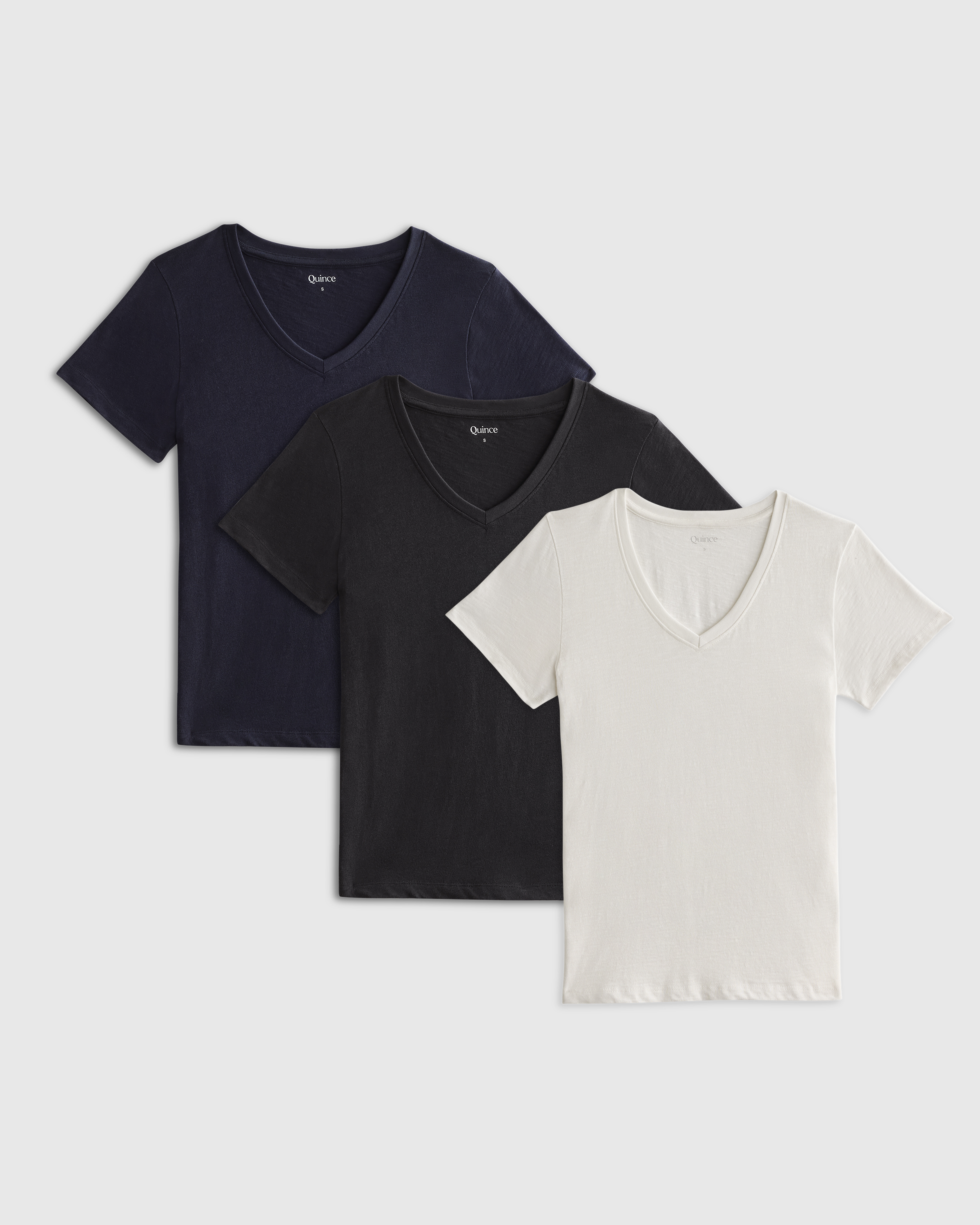 100% Organic Cotton Slub V Neck Tee 3 Pack Bundle | Quince