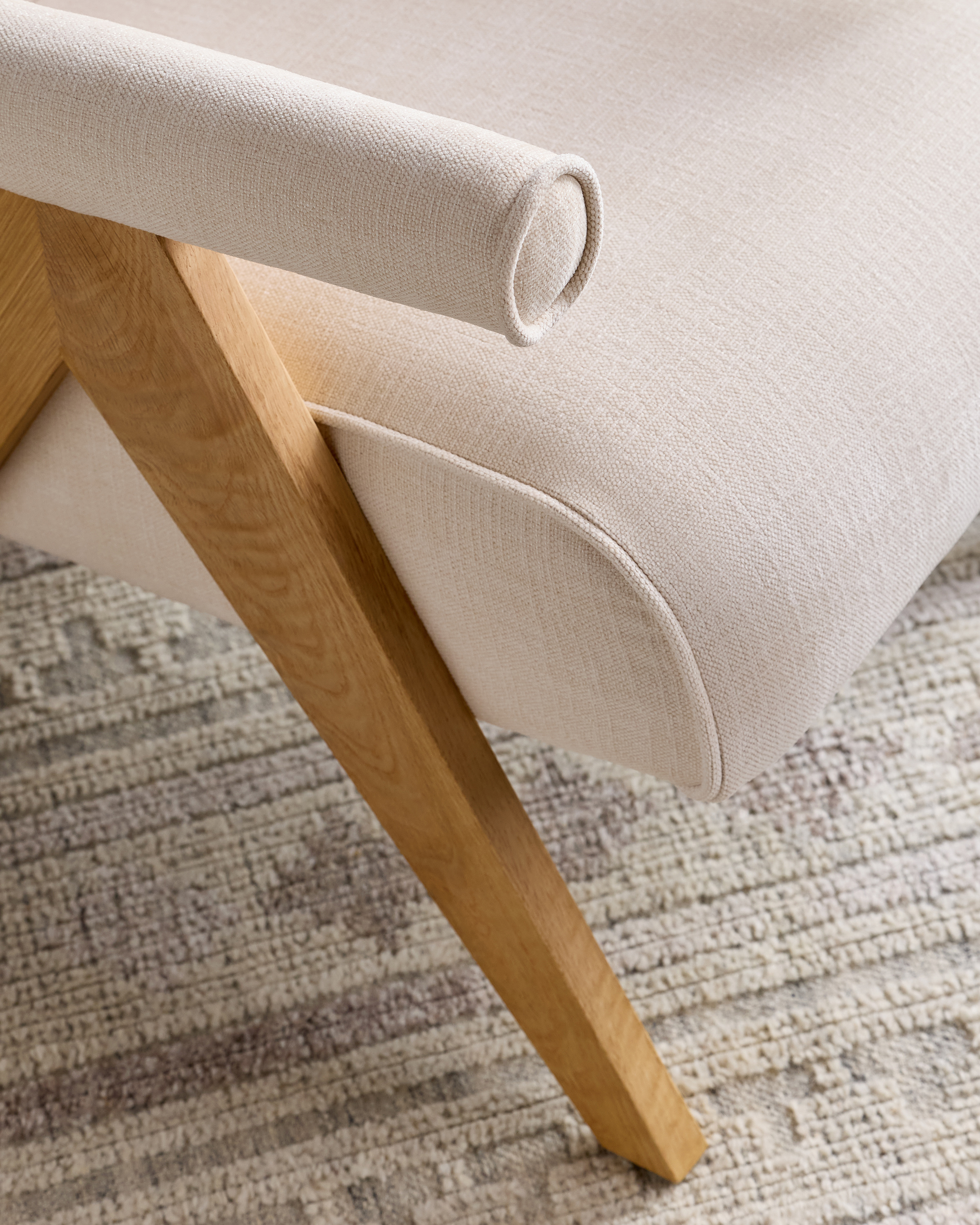 Solid Wood and Performance Linen V-Leg Chair - thumbnail 4