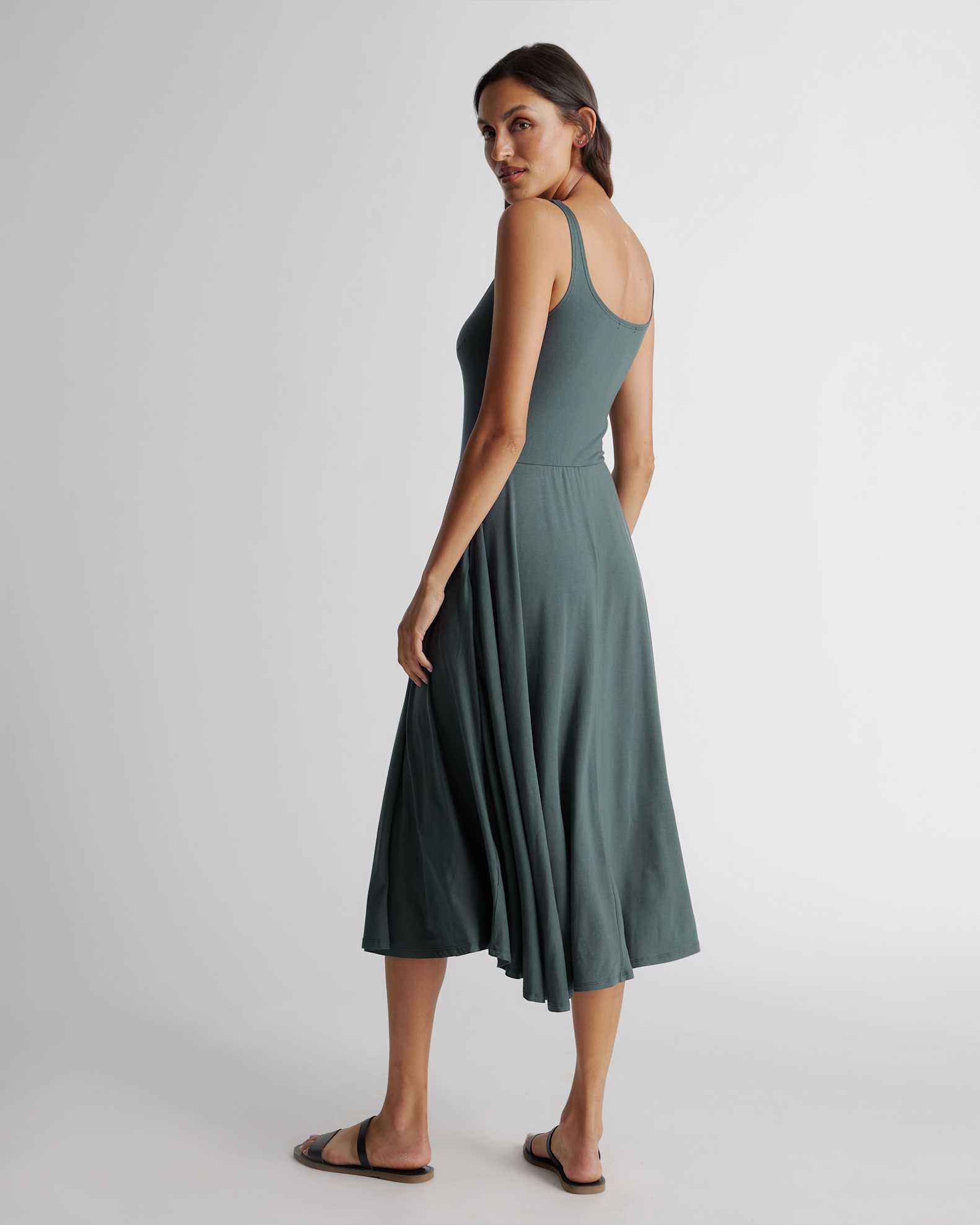 olive green fit and flare dress Short Sleeve Swing Linen Midi Dress, Green Fit and Flare Linen Dress, Summer Womens Linen Dress with Pockets, Custom Dress, Xiaolizi 3663#
