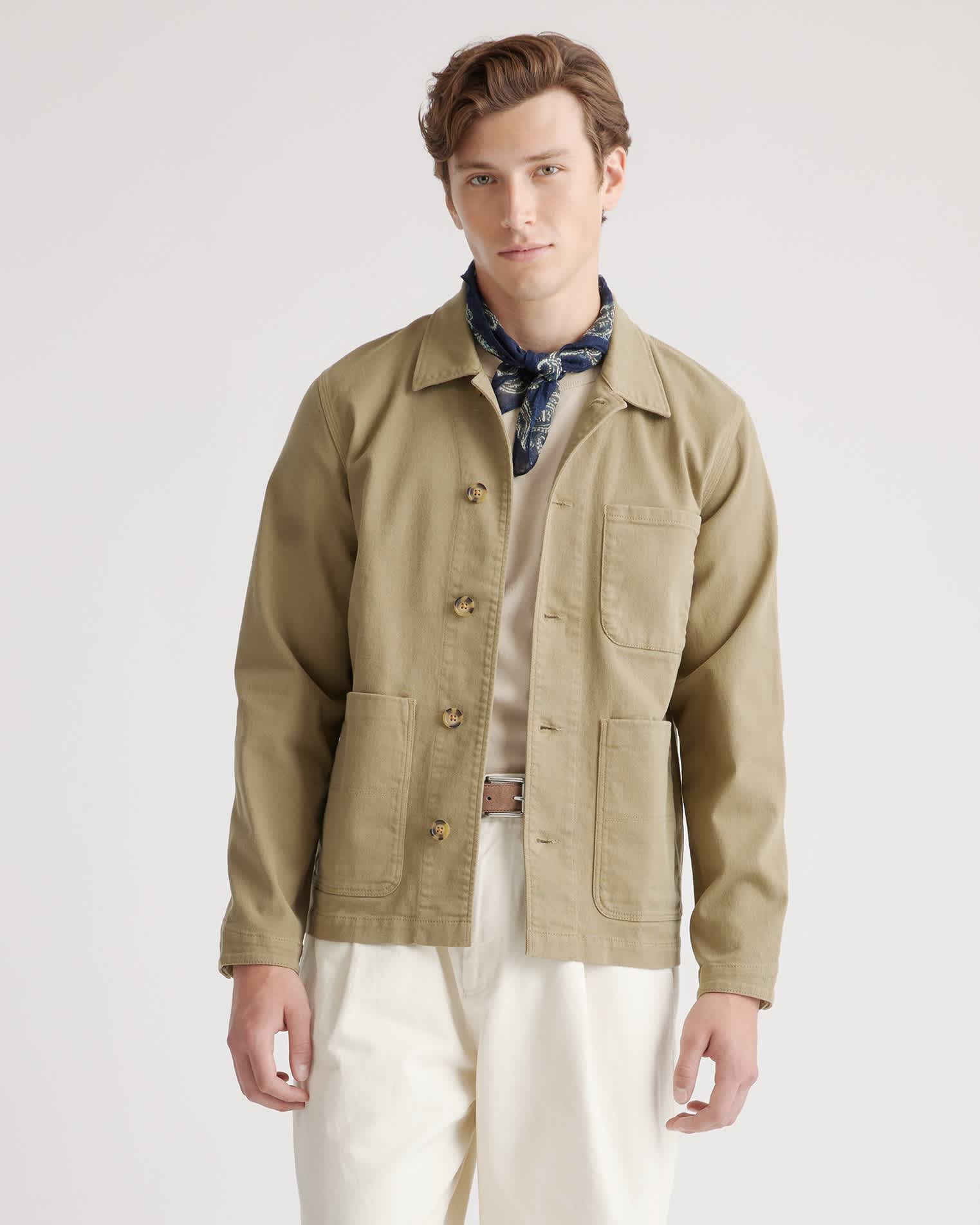 Organic Stretch Chore Jacket in Olive