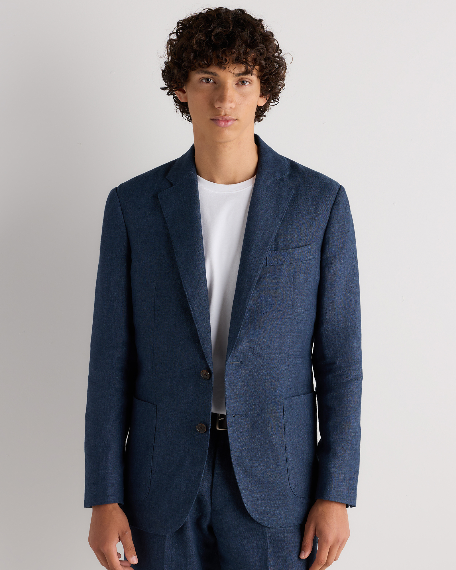 Washed Navy 100% European Linen Tailored Blazer