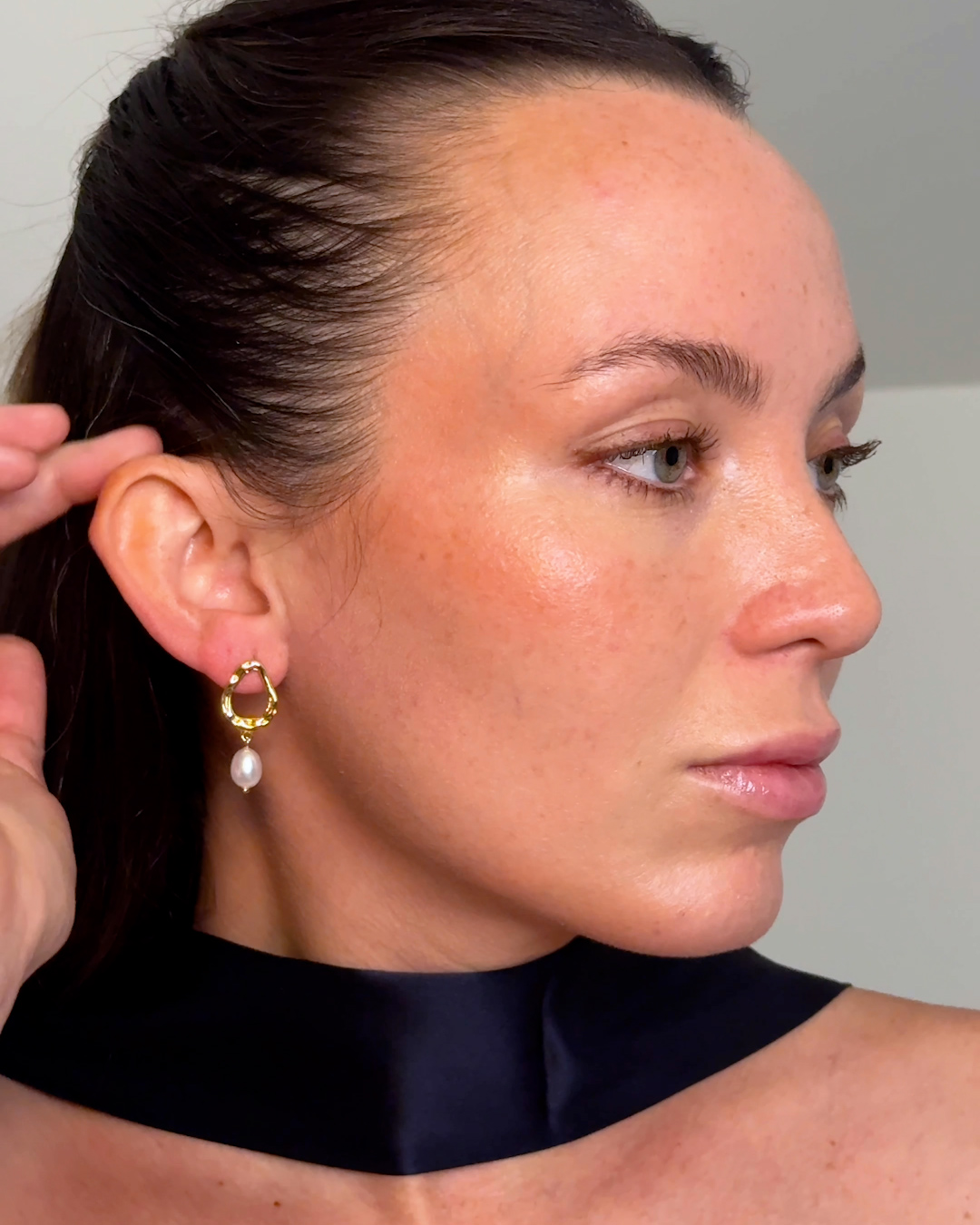 Freshwater Cultured Pearl Sculptural Drop Earrings 4x5 Thumbnail