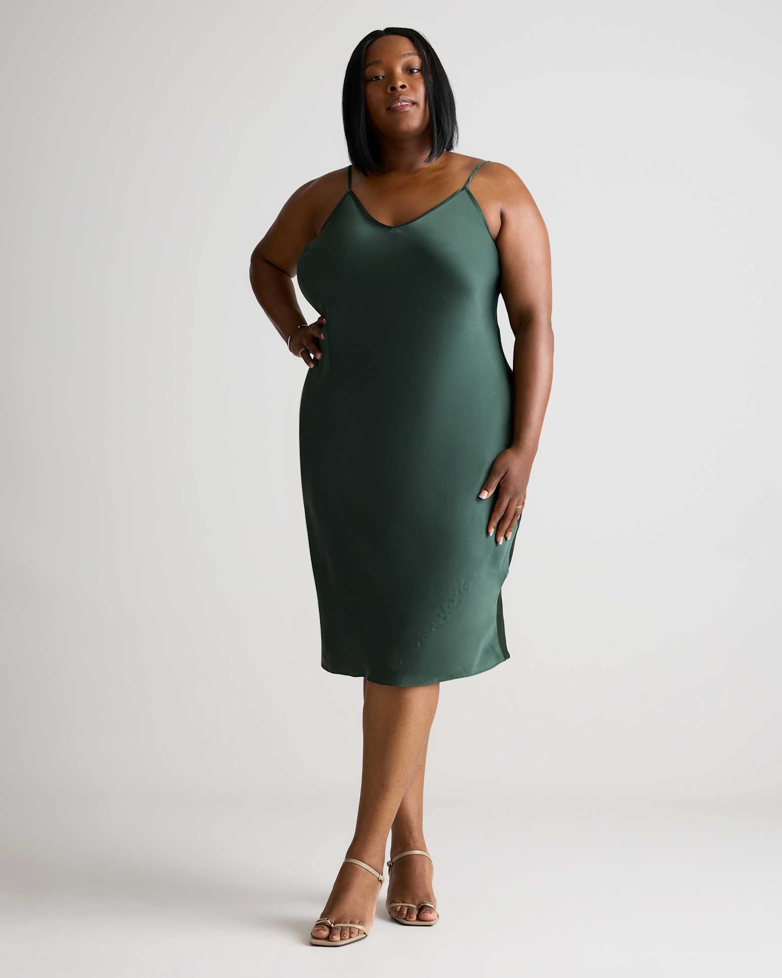 Women's Slip Dress in Forest Green, Size 1X, Silk by Quince Women's Slip Dress in Forest Green, Size 1X, Silk by Quince