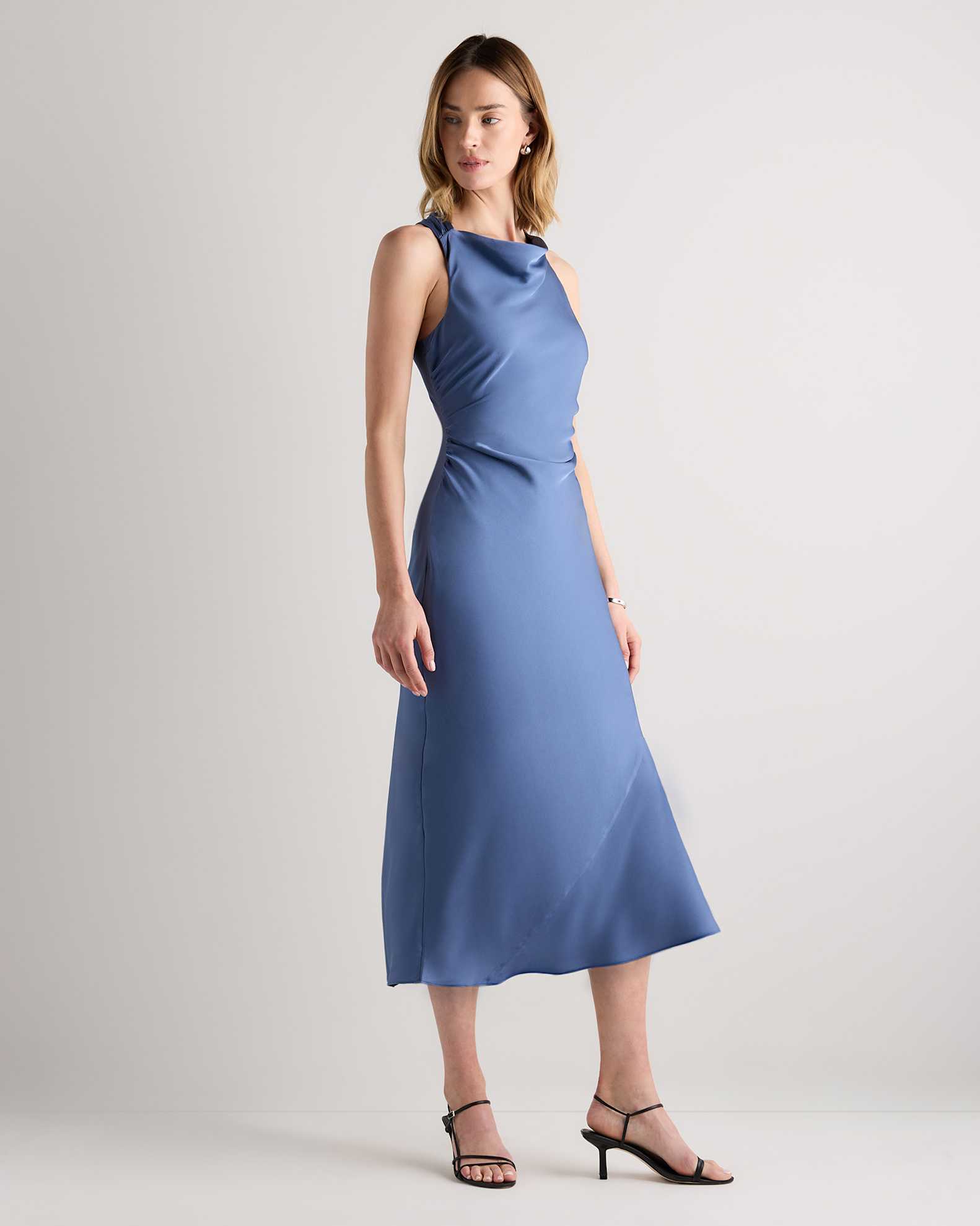 Washable Stretch Silk High Neck Midi Dress Washable Stretch Silk High Neck Midi Dress