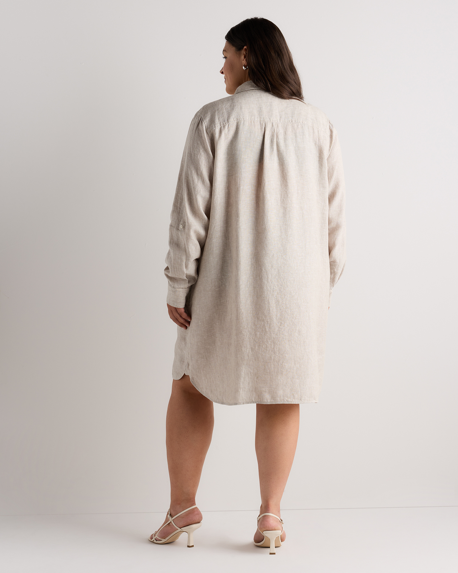 quince linen shirt dress 100% European Linen Shirt Dress in Flax