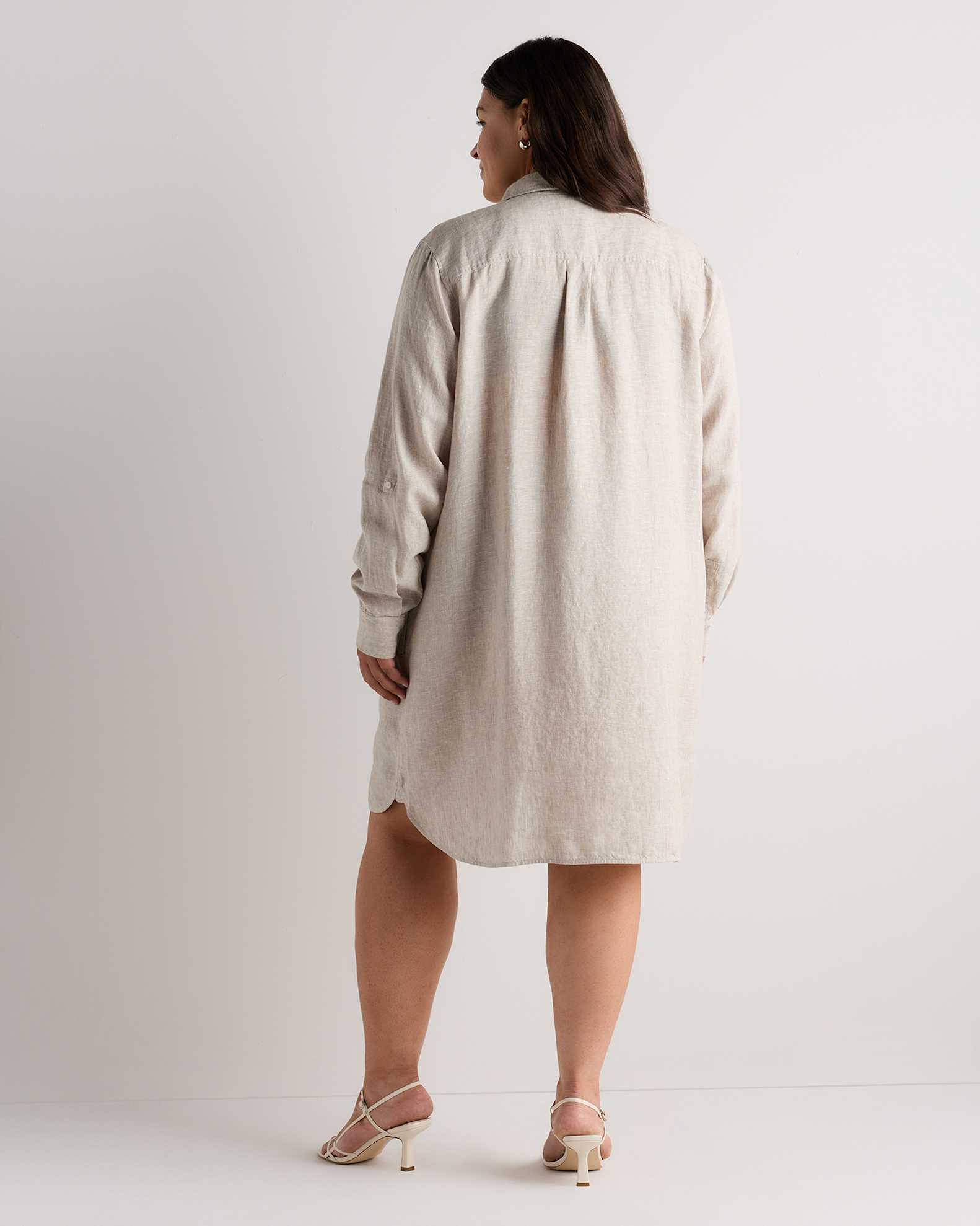 quince linen shirt dress 100% European Linen Shirt Dress in Flax