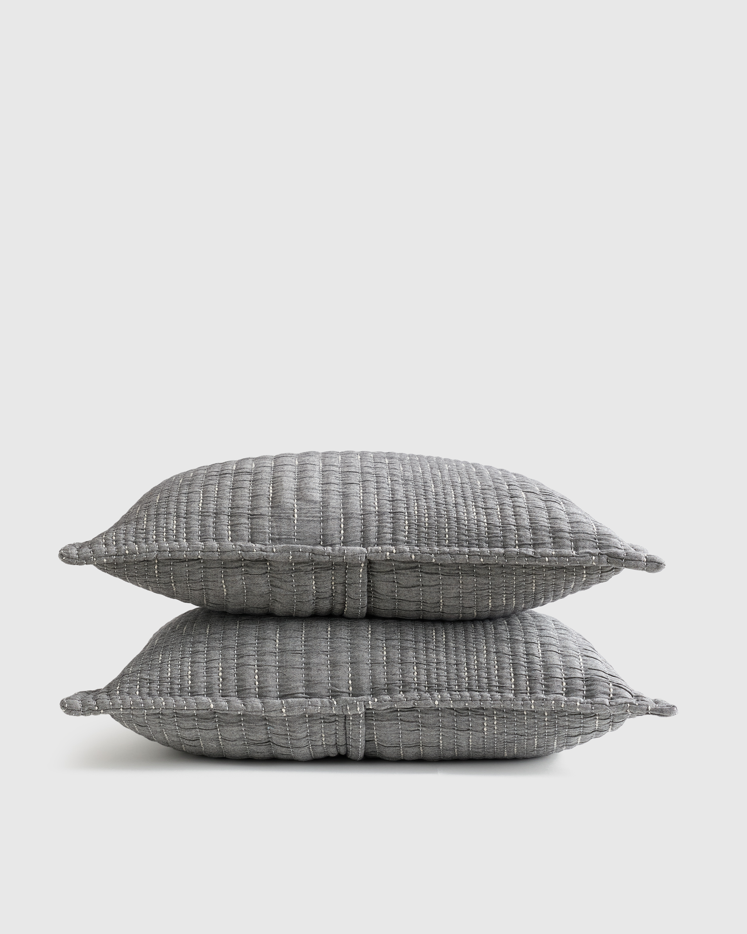 Charcoal Organic Cotton Channel Stitch Sham Set