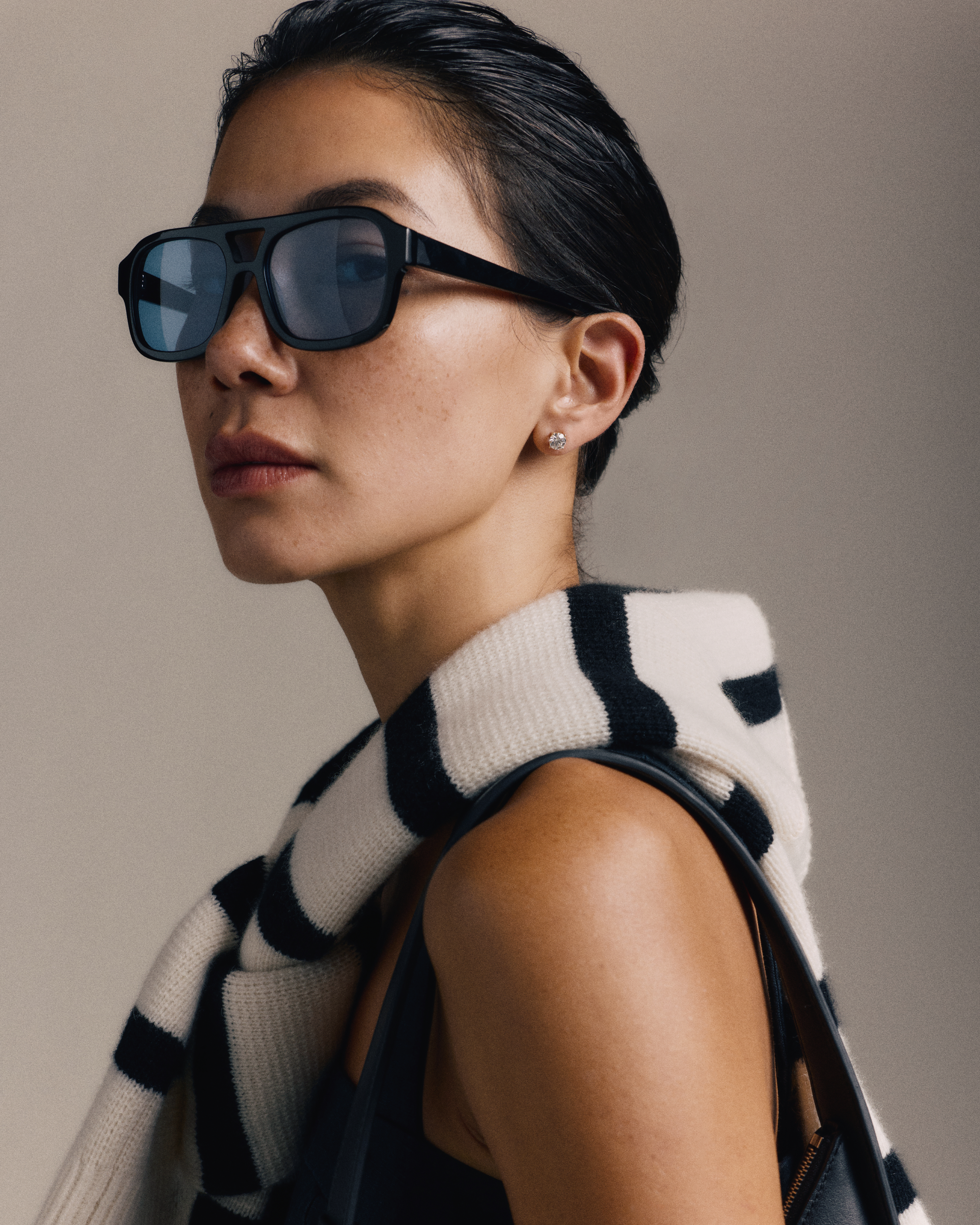 Black with Blue tint lens Berlin Polarized Acetate Sunglasses