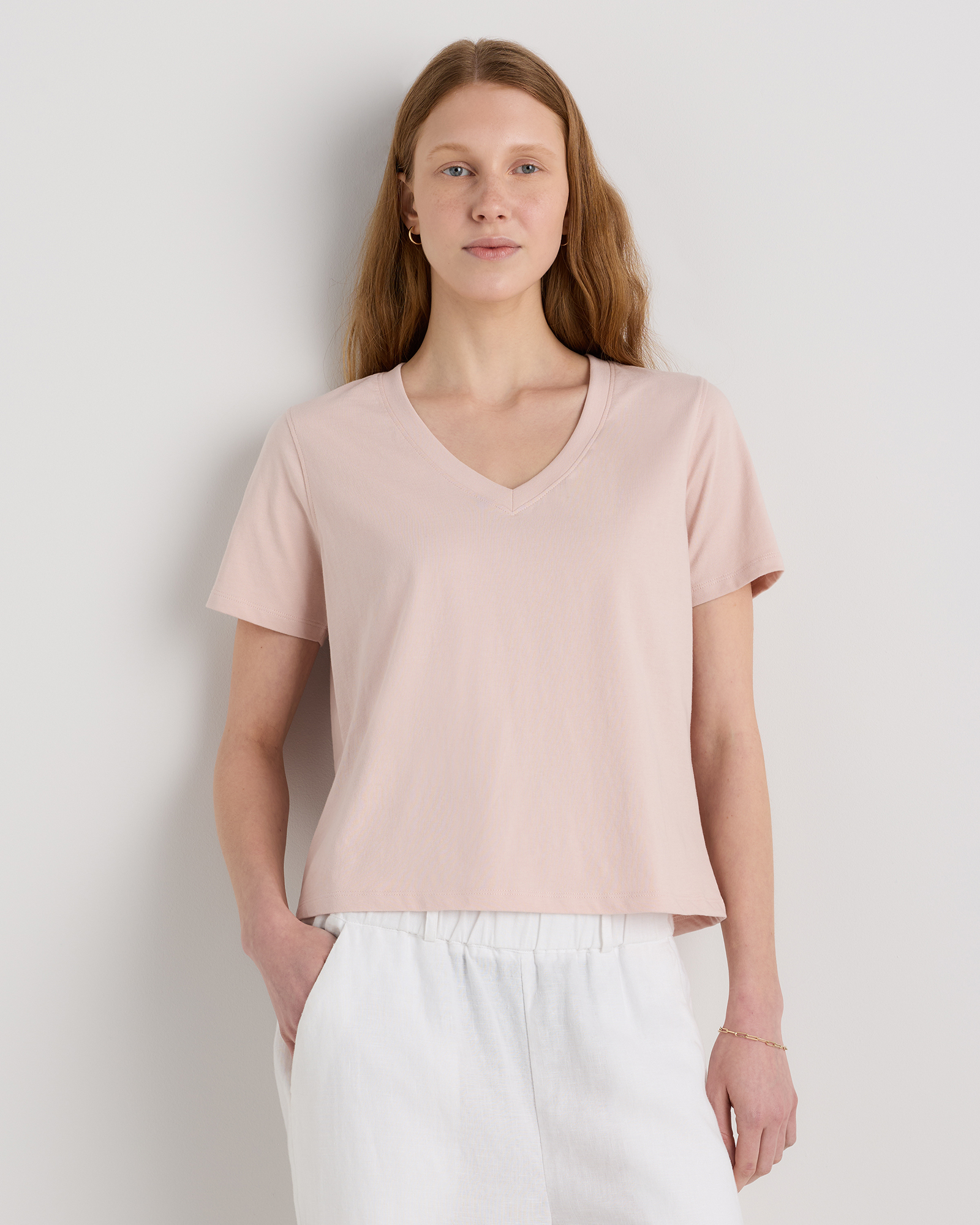 Shell Pink 100% Organic Cotton Boxy Crewneck Tee