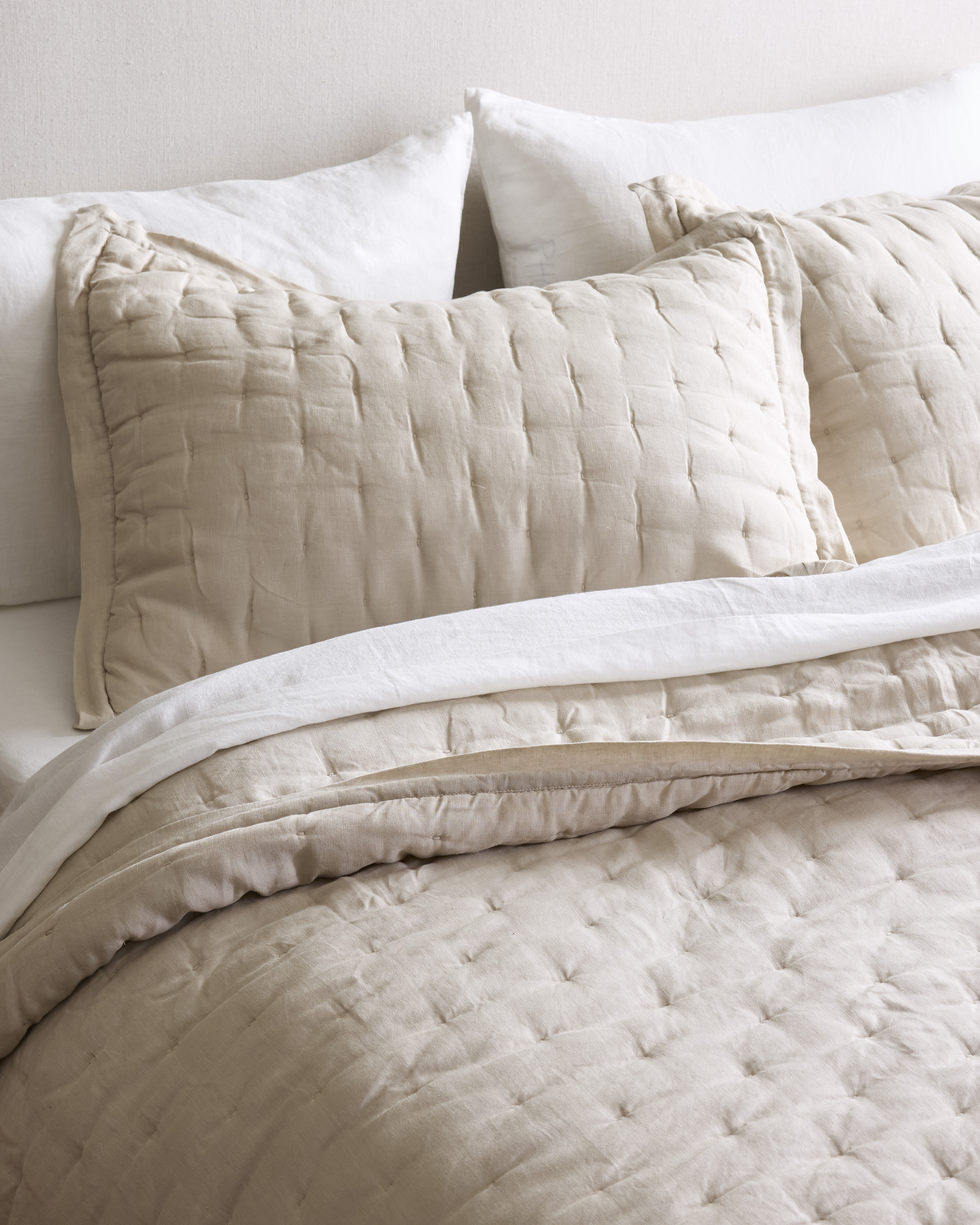 European Linen Dream Quilt Set - Sand, Full/Queen