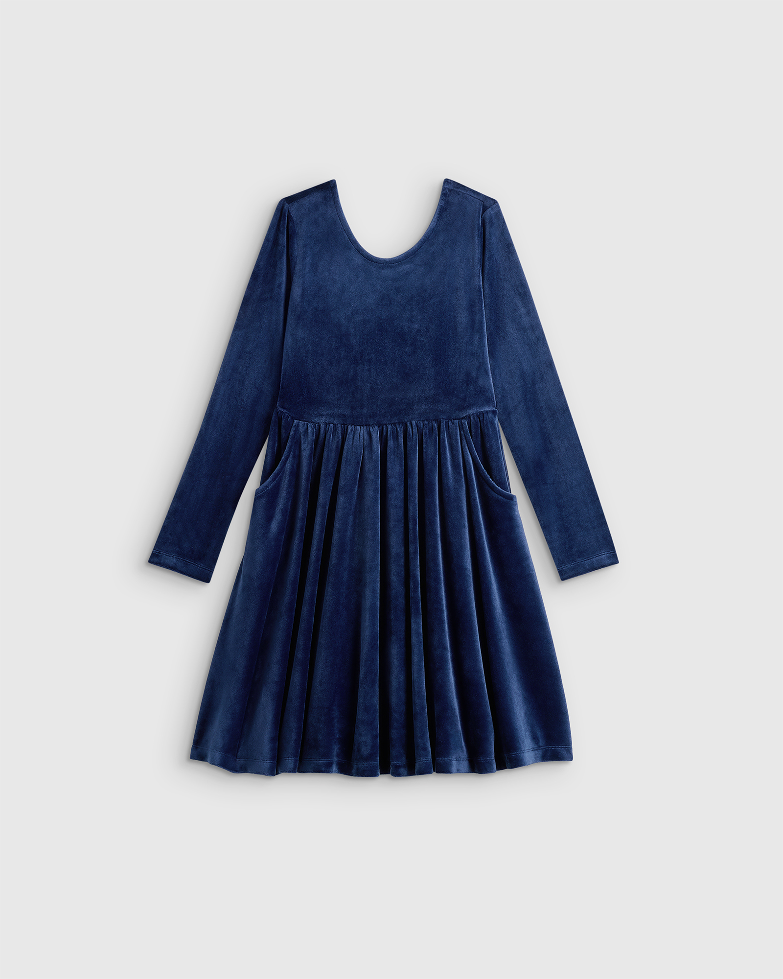Robe patineuse en velours pour petite fille in Bleu marine foncé ...