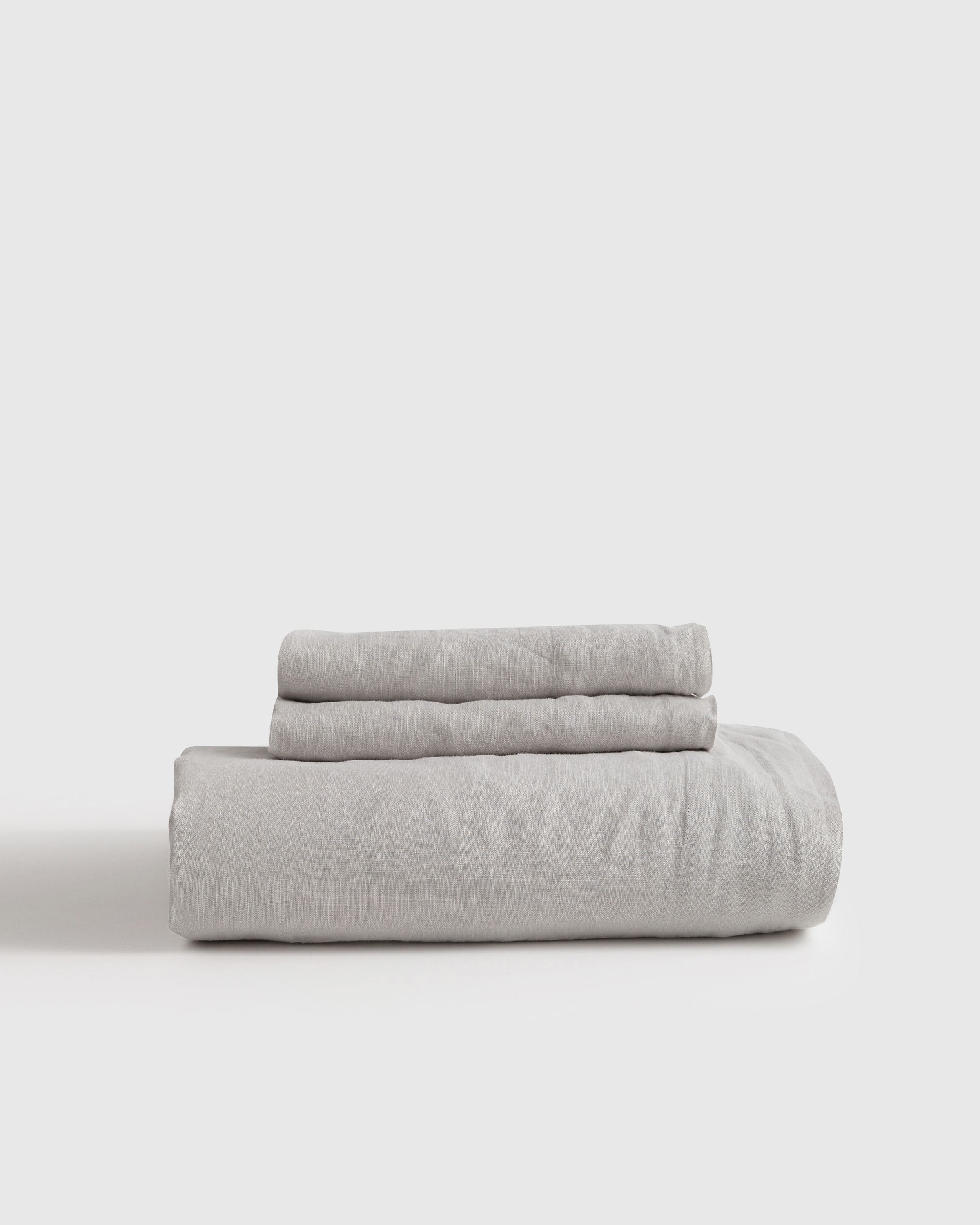 European Linen Fitted Sheet Set, King, Light Grey