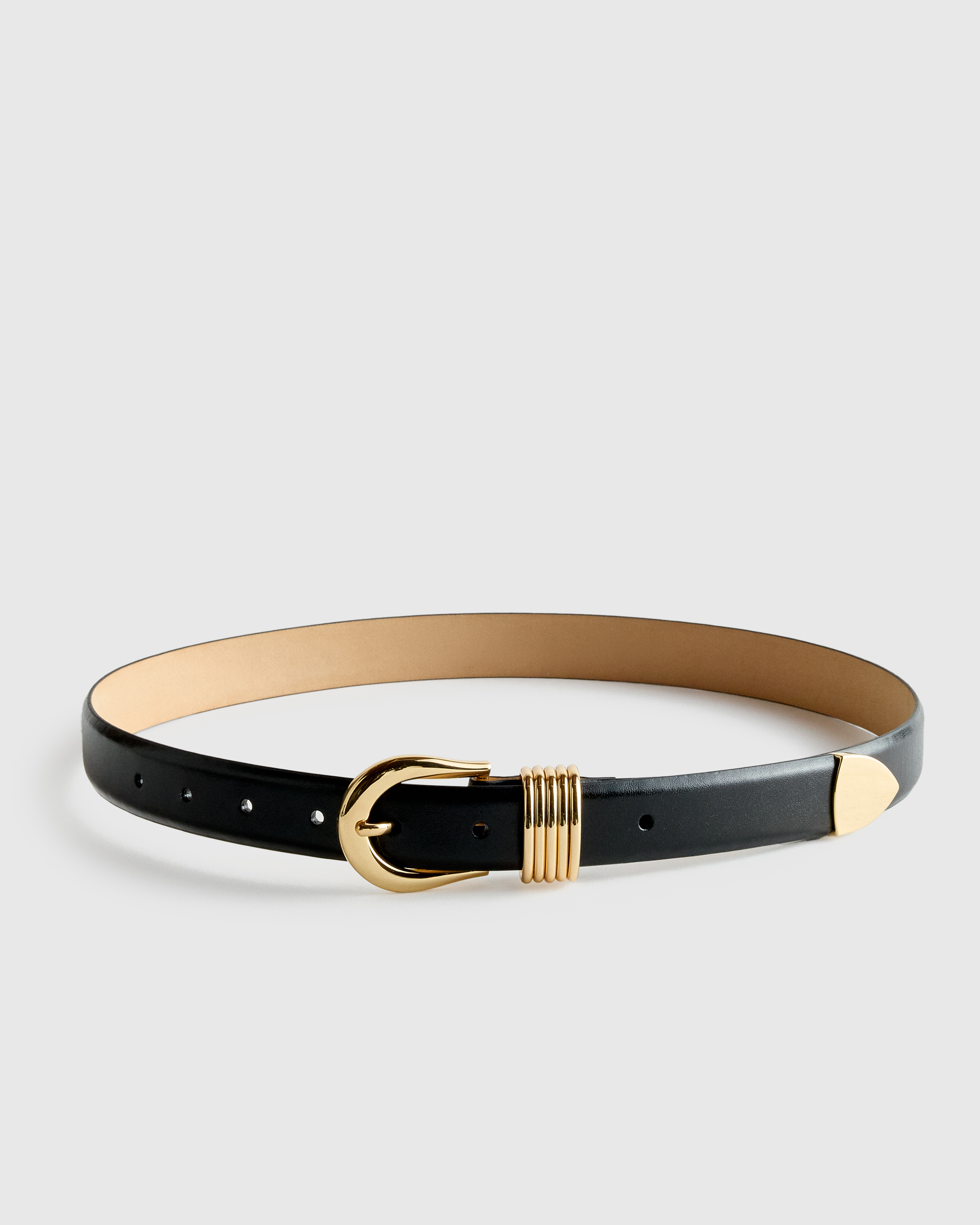 Black/Gold Daphne European Leather Multi Keeper Belt