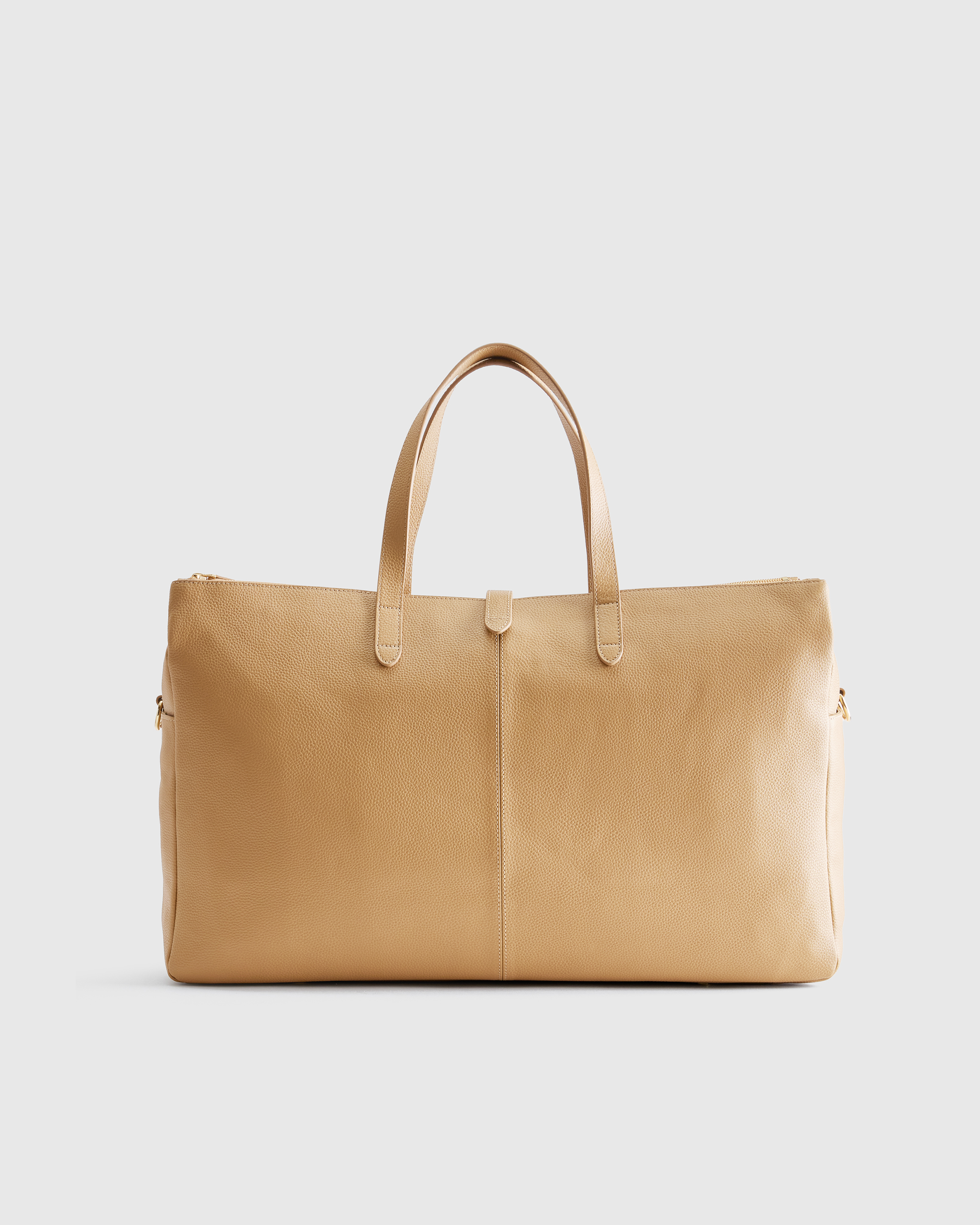 Golden Tan Italian Leather Triple Compartment Weekender