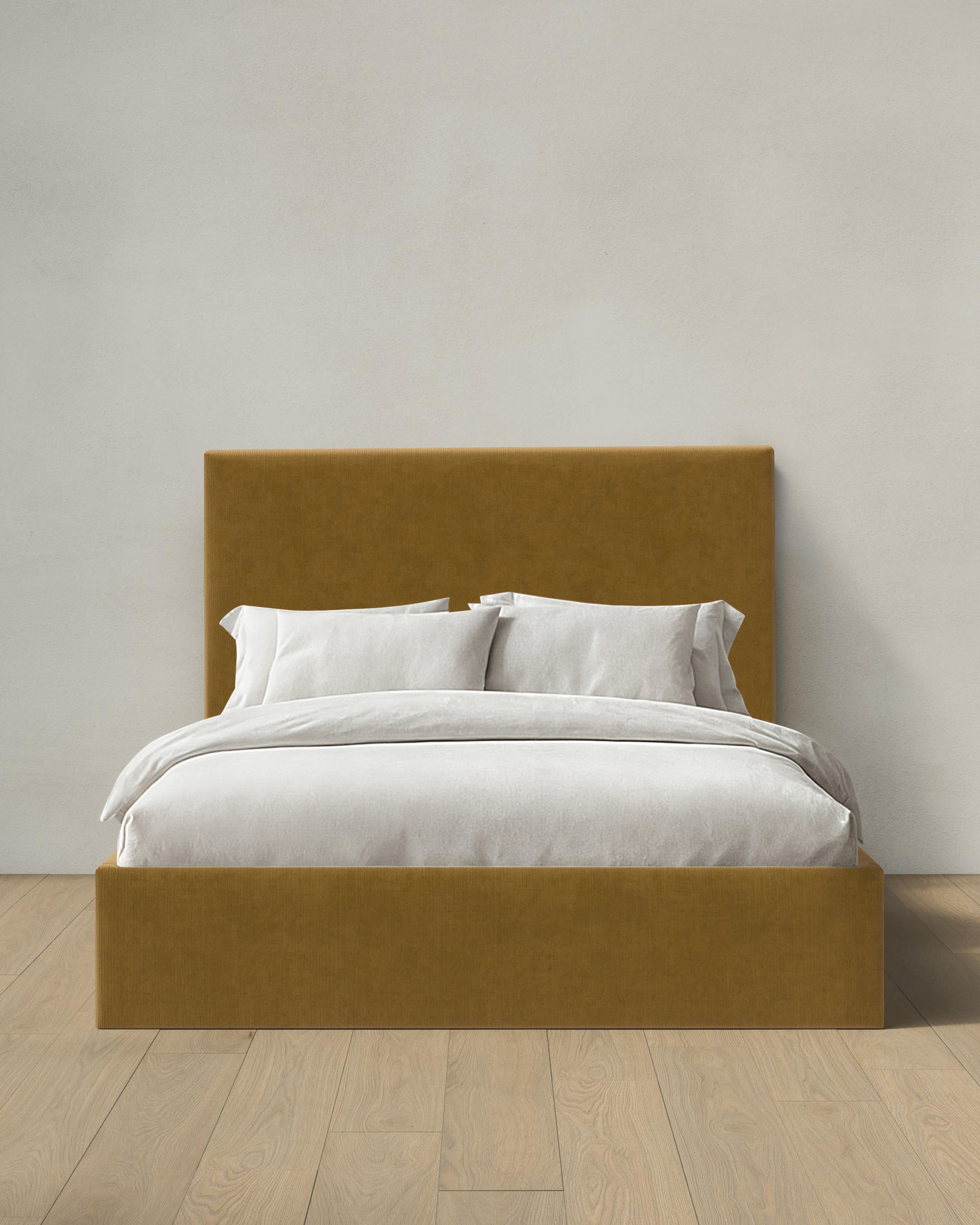 Butterscotch Square Bed in Performance Velvet