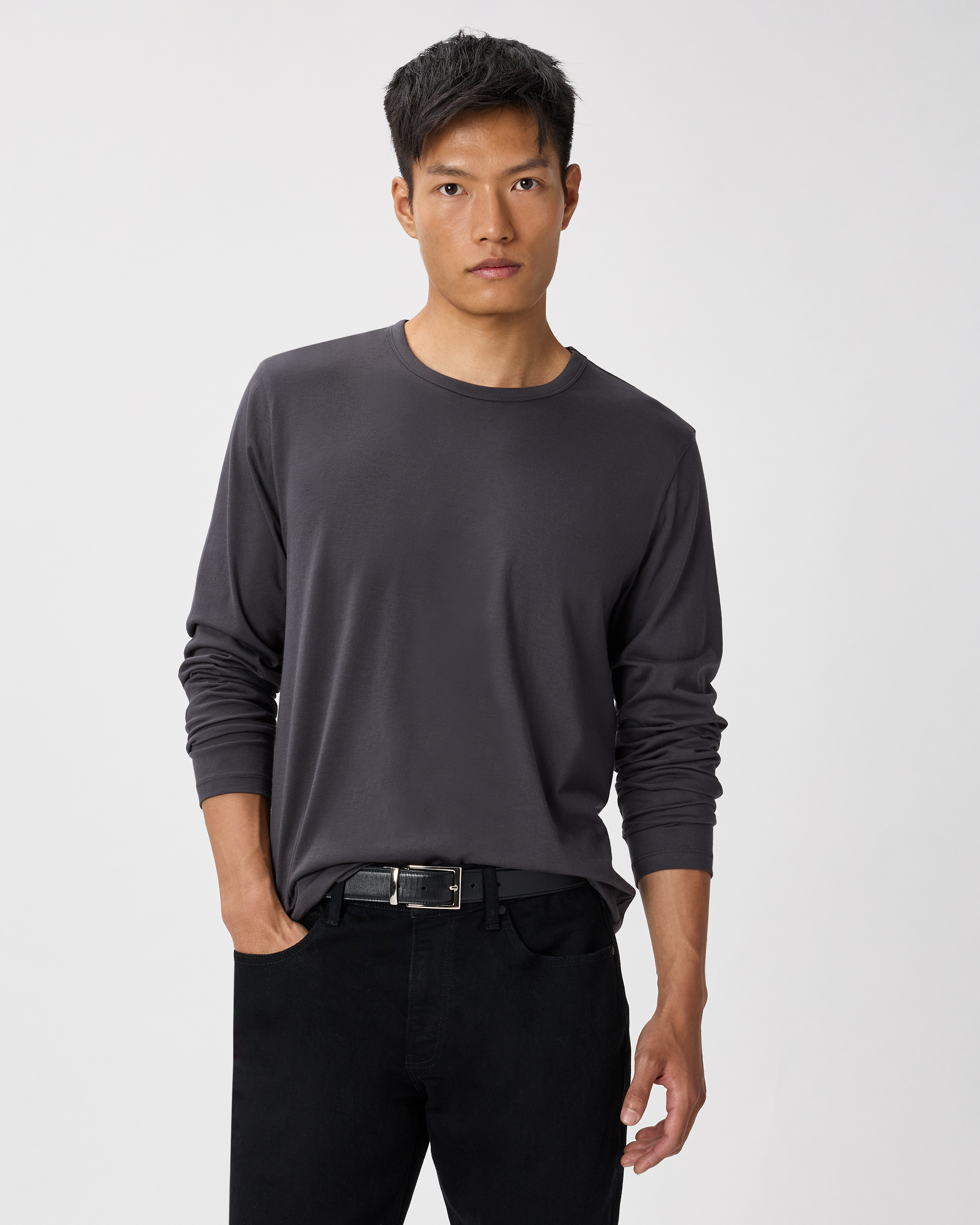Quince Men's 100% Pima Cotton Luxe Touch Long Sleeve T-shirt In Black