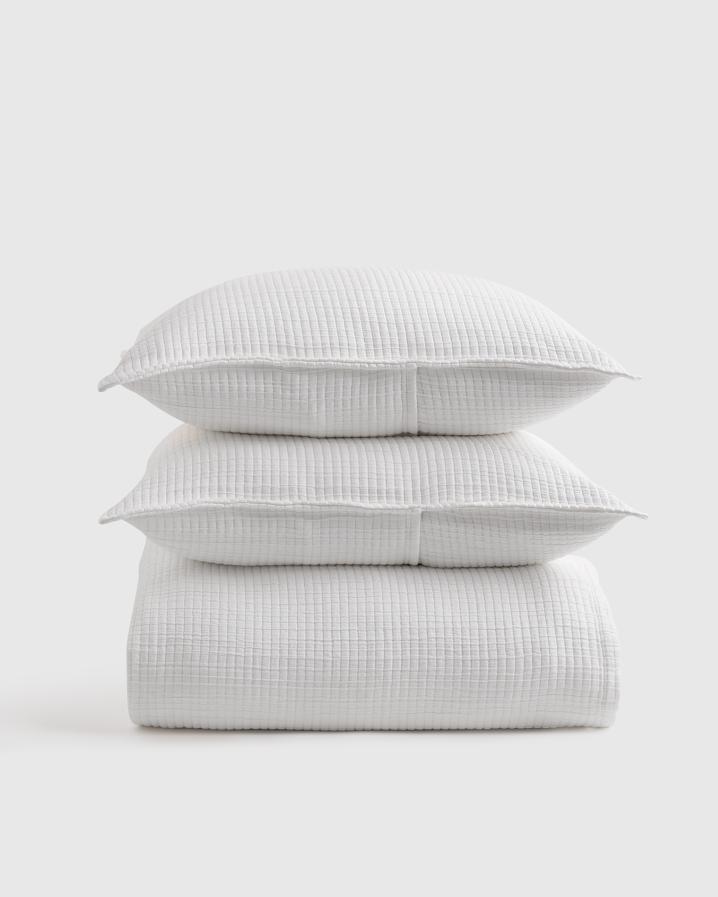 White Organic Ribbed Cotton Coverlet Set