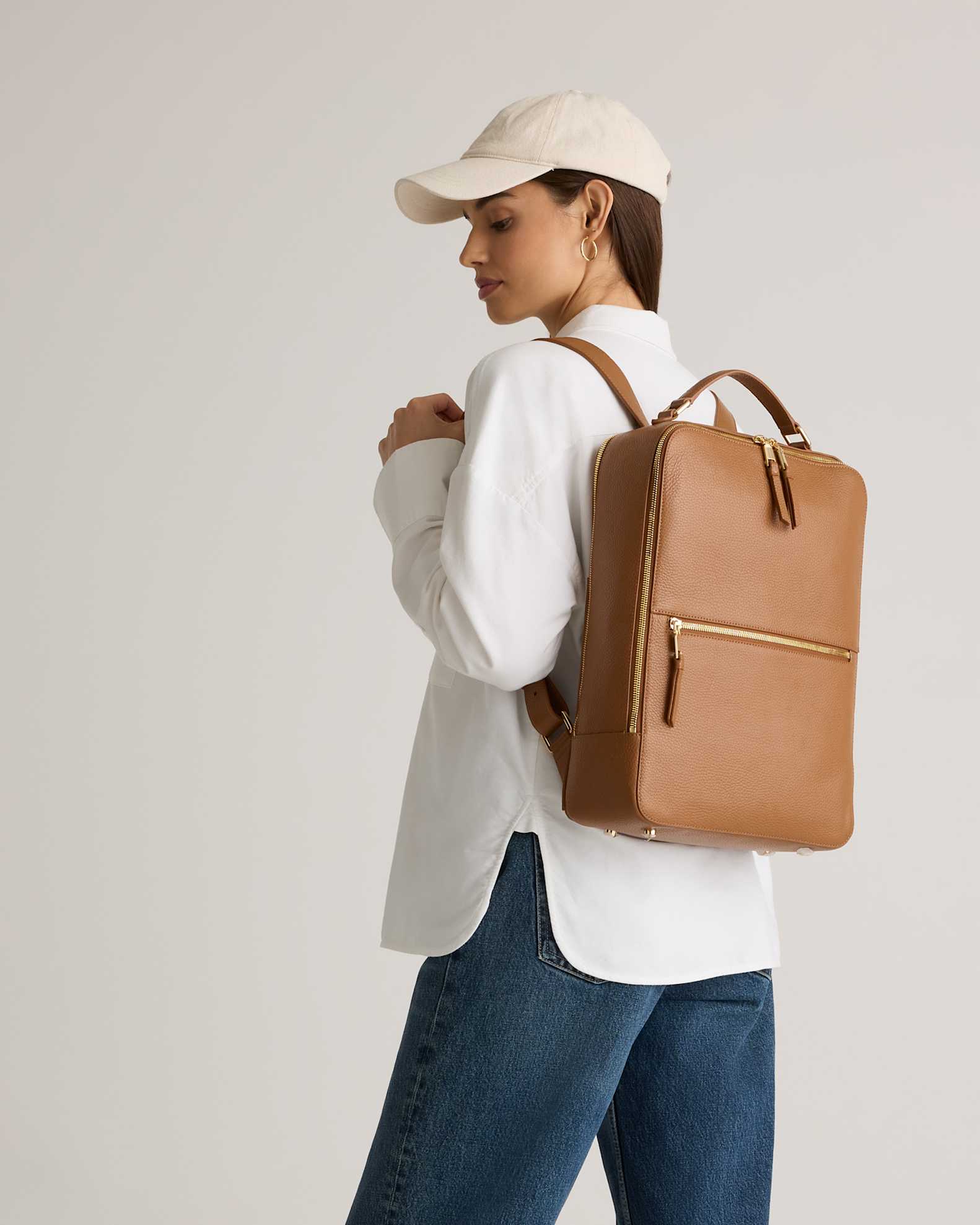 backpack laptop leather Premium 12.6(L)*5.3(W)*17.5(H) inches Genuine Leather Laptop Backpack for