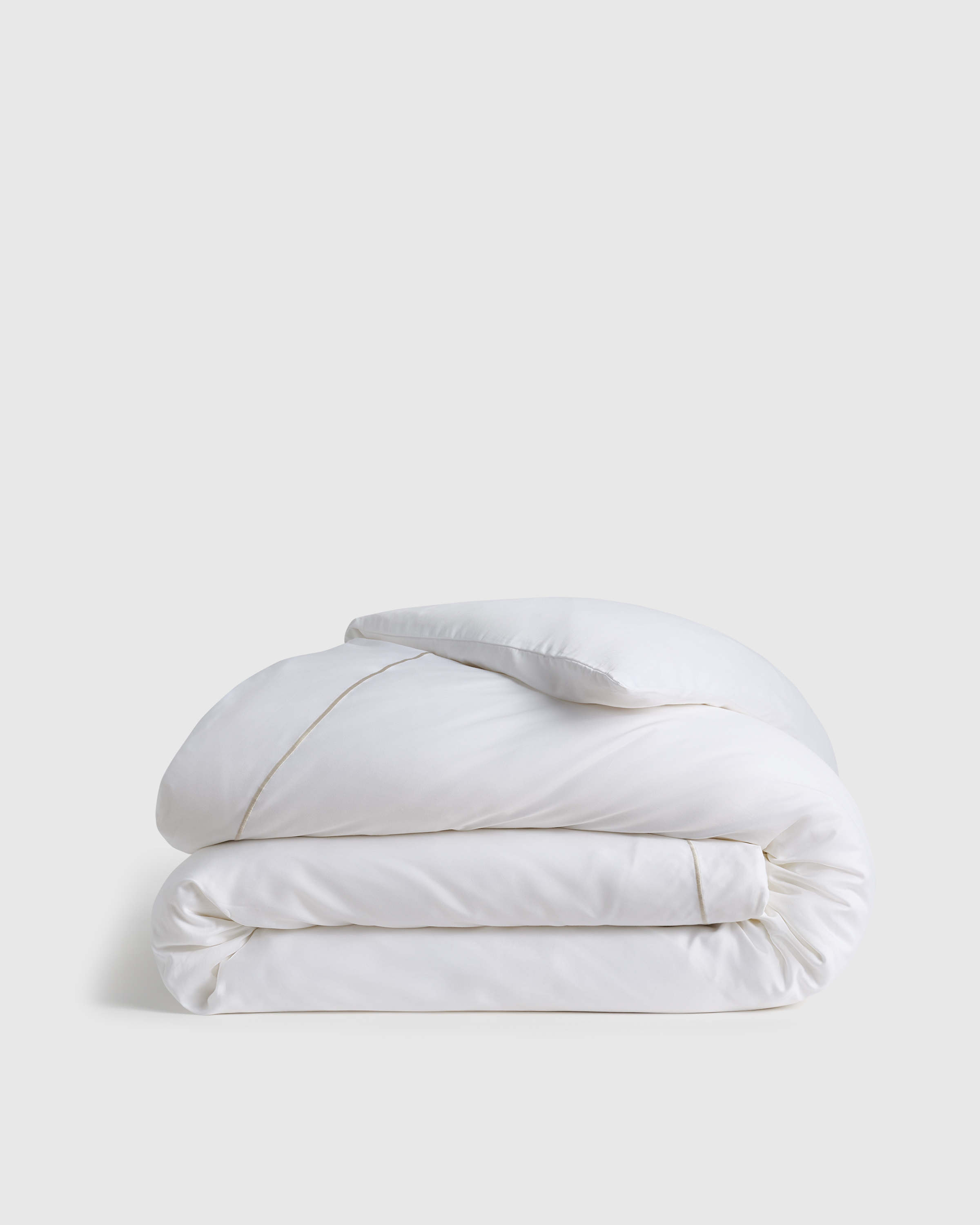 White/Sand Signature Giza Cotton Sateen Embroidered Duvet Cover