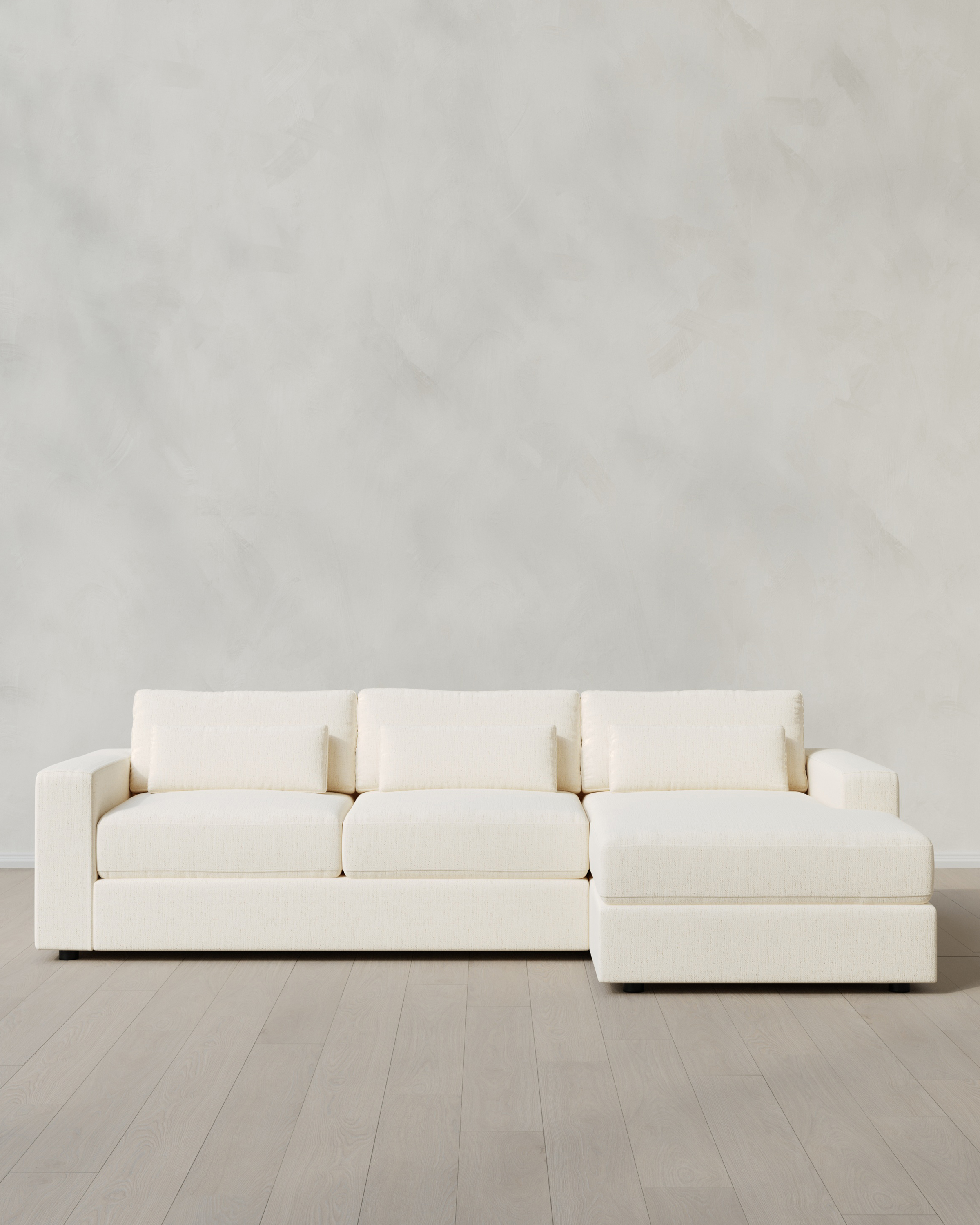Snow Ashford Deep Seat Chaise Sectional in Performance Chenille Linen Blend