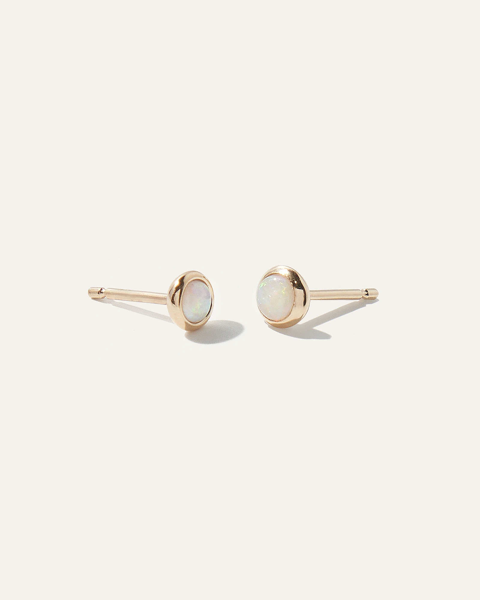 14K Gold Opal Cabochon Studs in Yellow Gold