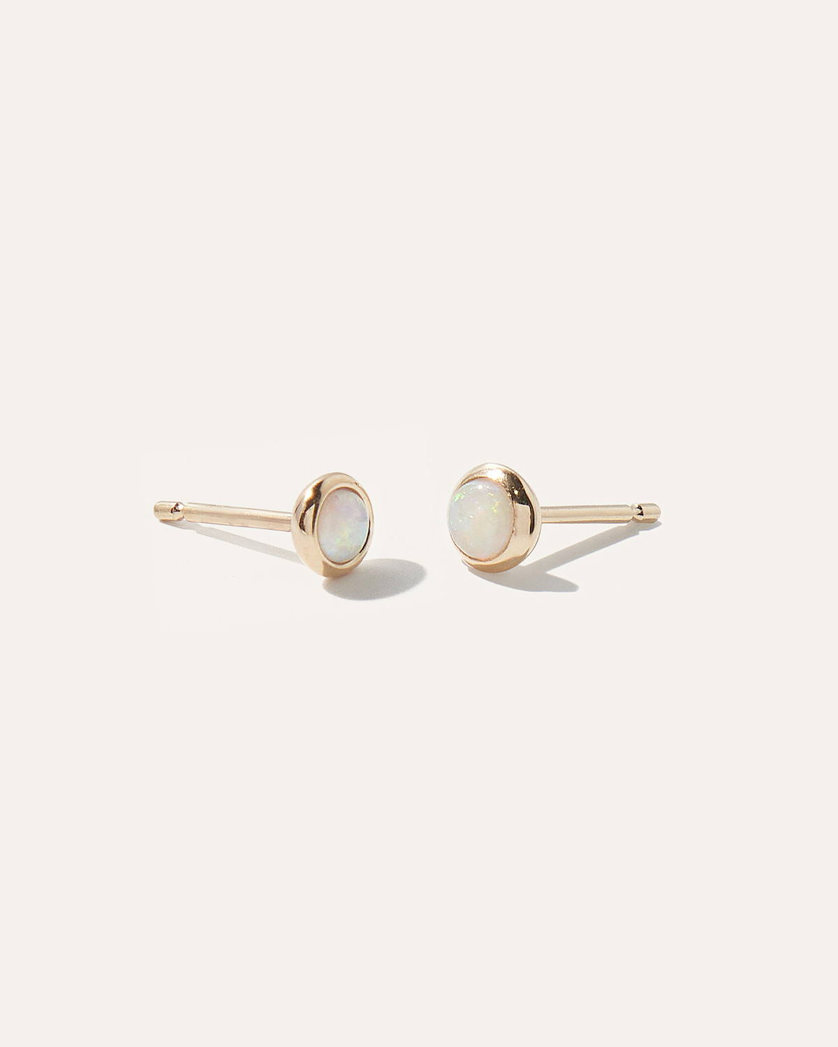 14K Gold Opal Cabochon Studs in Yellow Gold