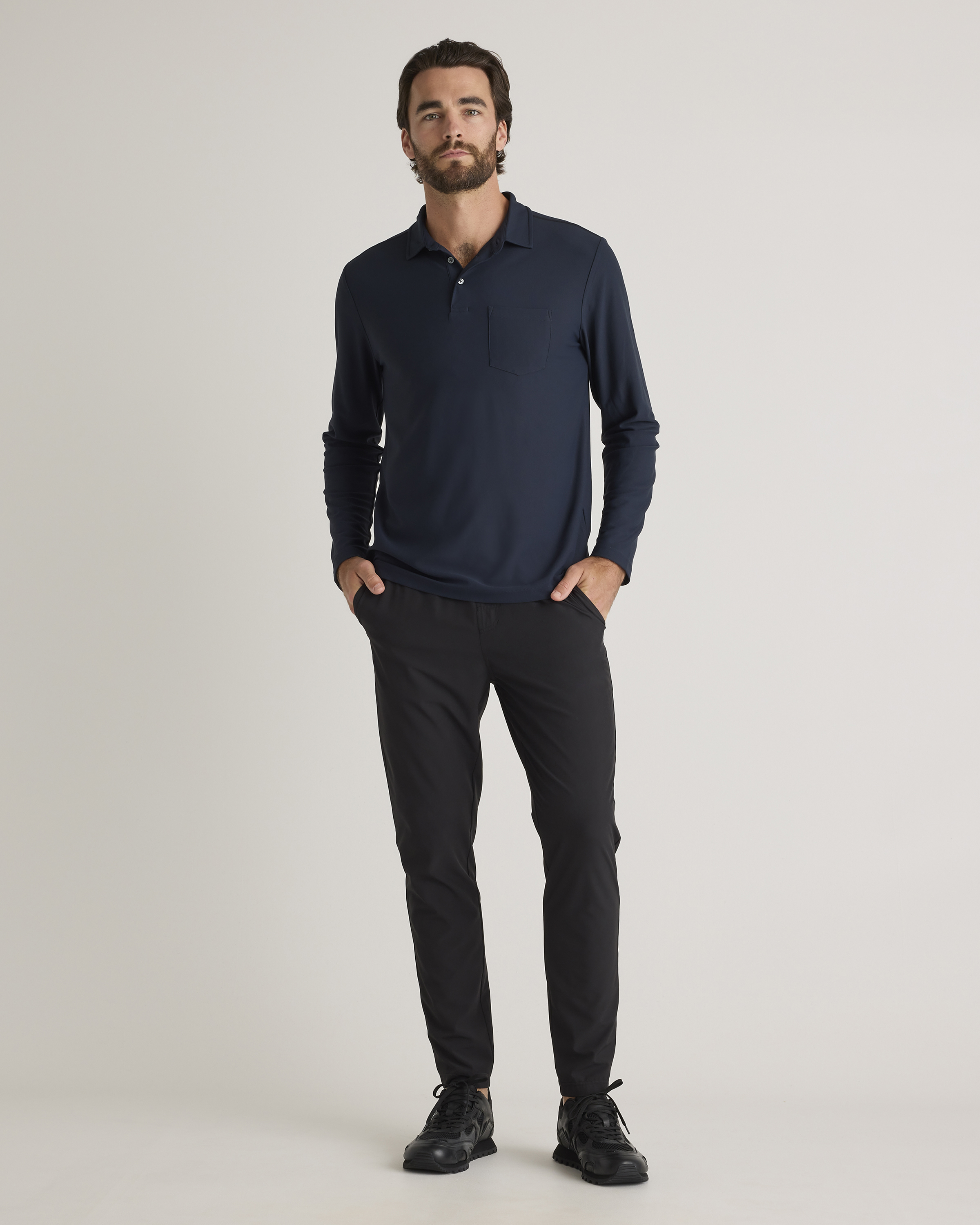 ProPique Performance Long Sleeve Polo in Navy