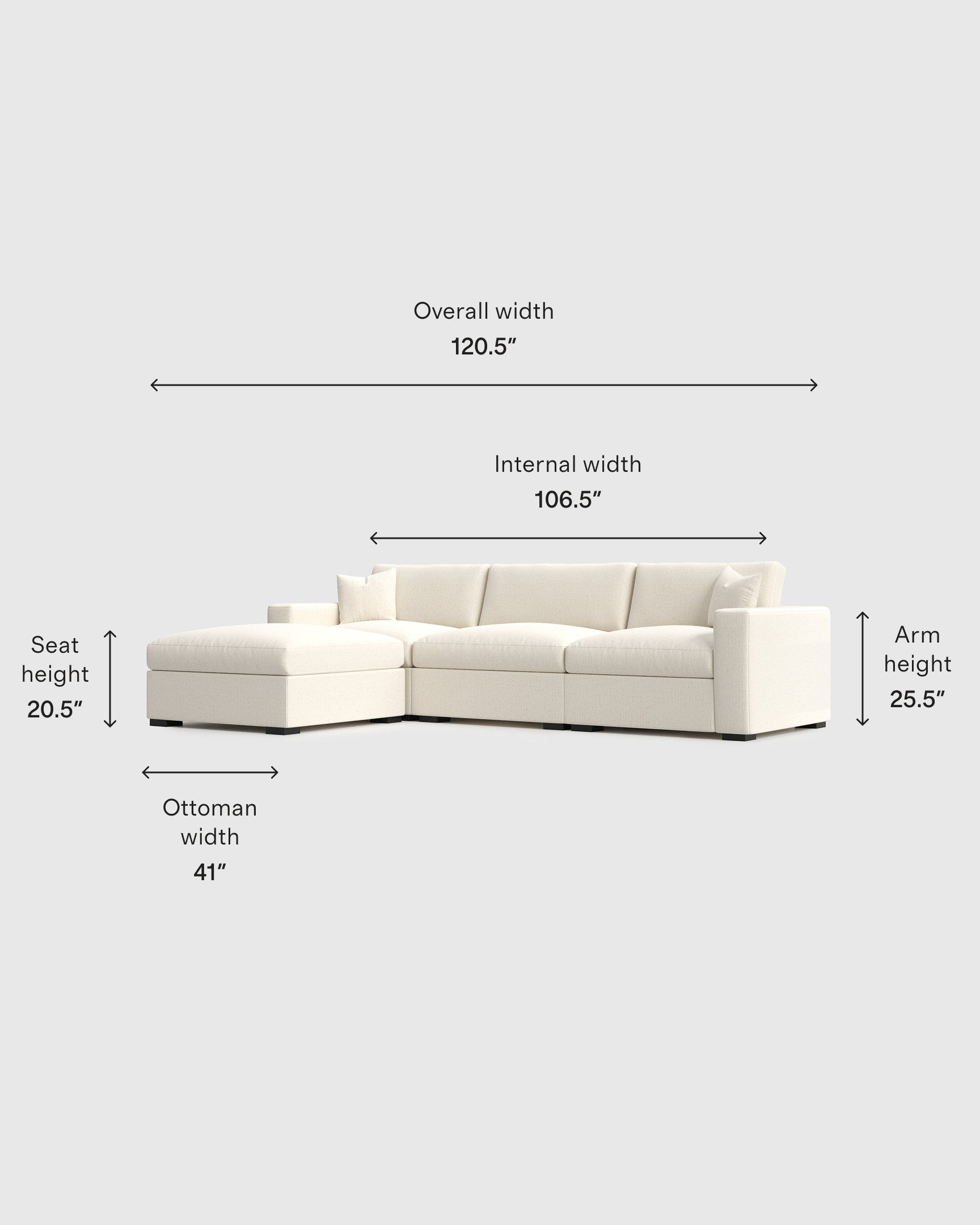 Oasis 4-Piece Chaise Sectional in Performance Chenille-Linen Blend in ...