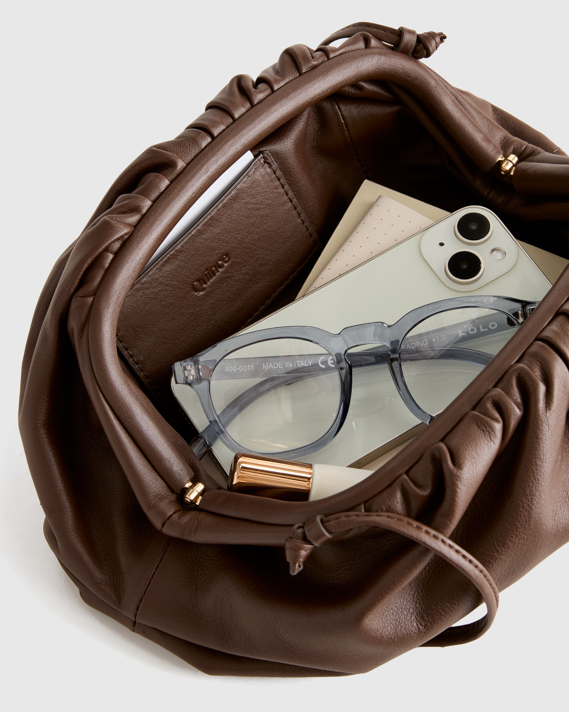 Italian Leather Pouch Crossbody Clutch