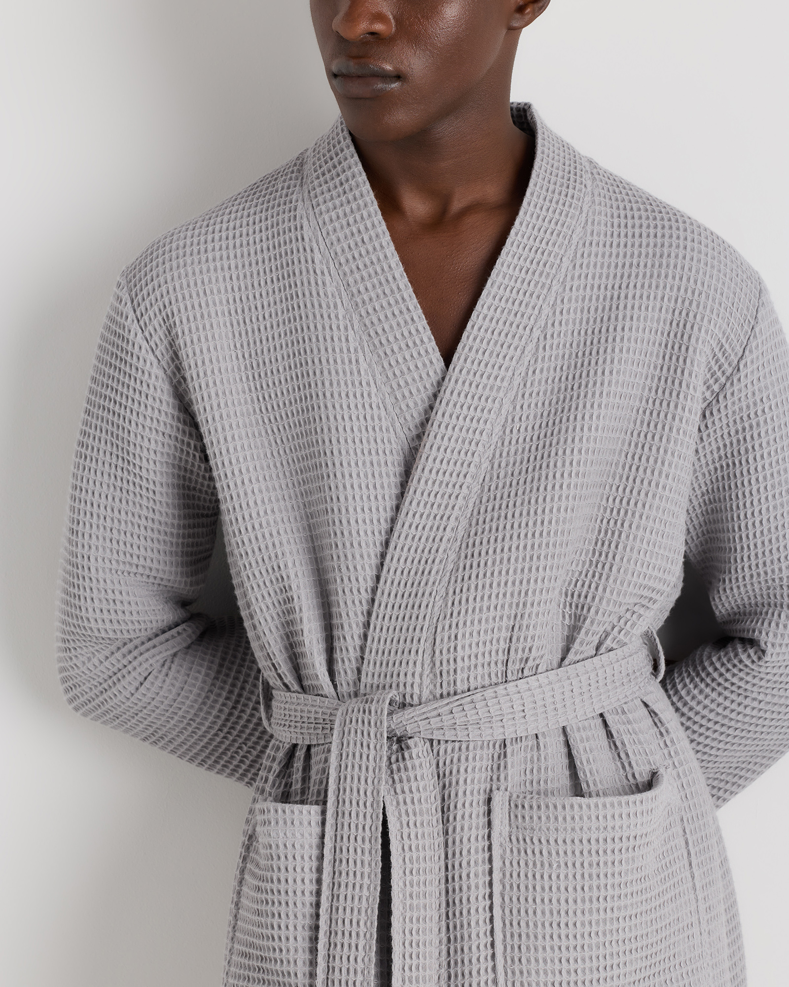 Organic Turkish Waffle Robe - Grey, L