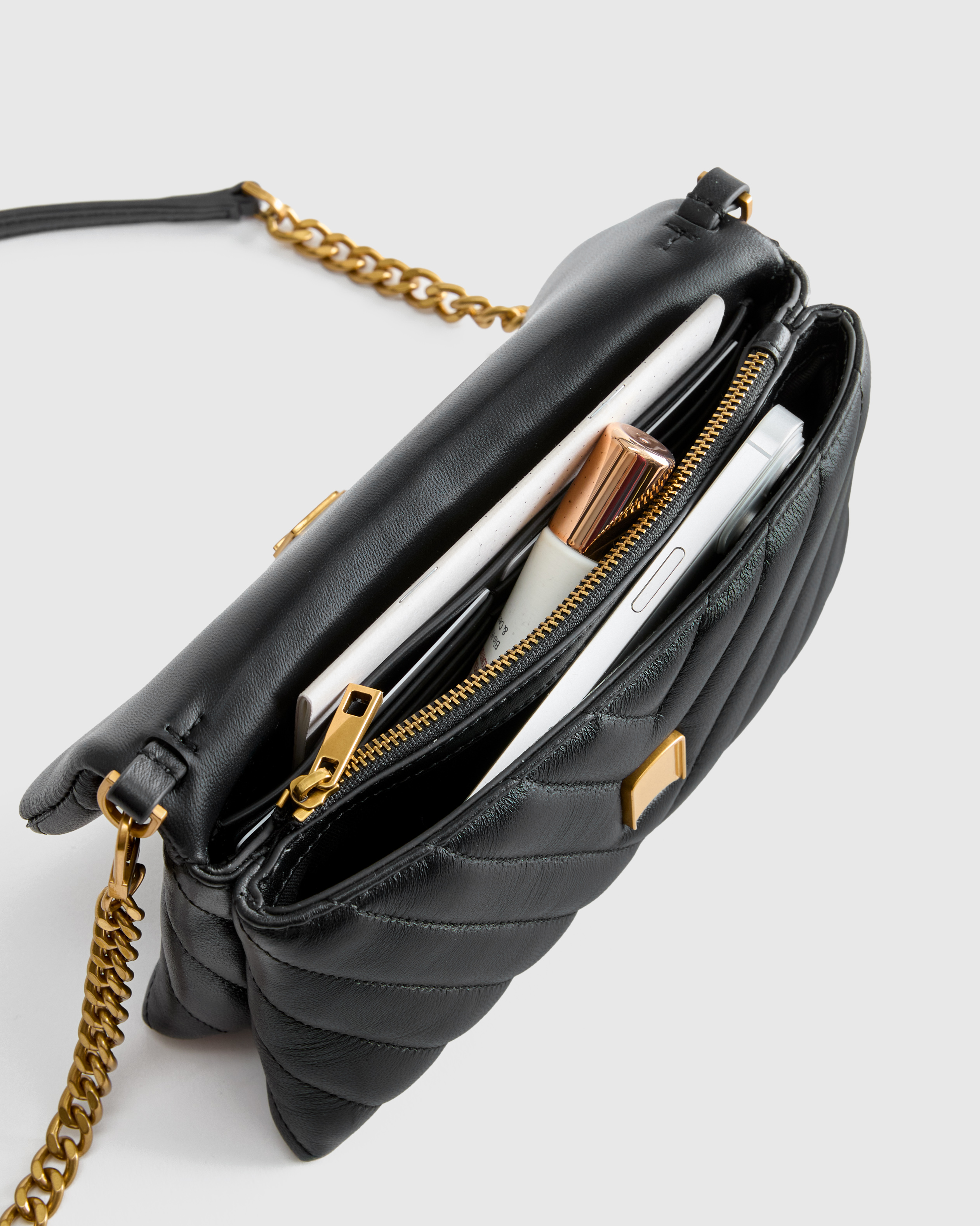 Italian Leather Quilted Wallet Crossbody