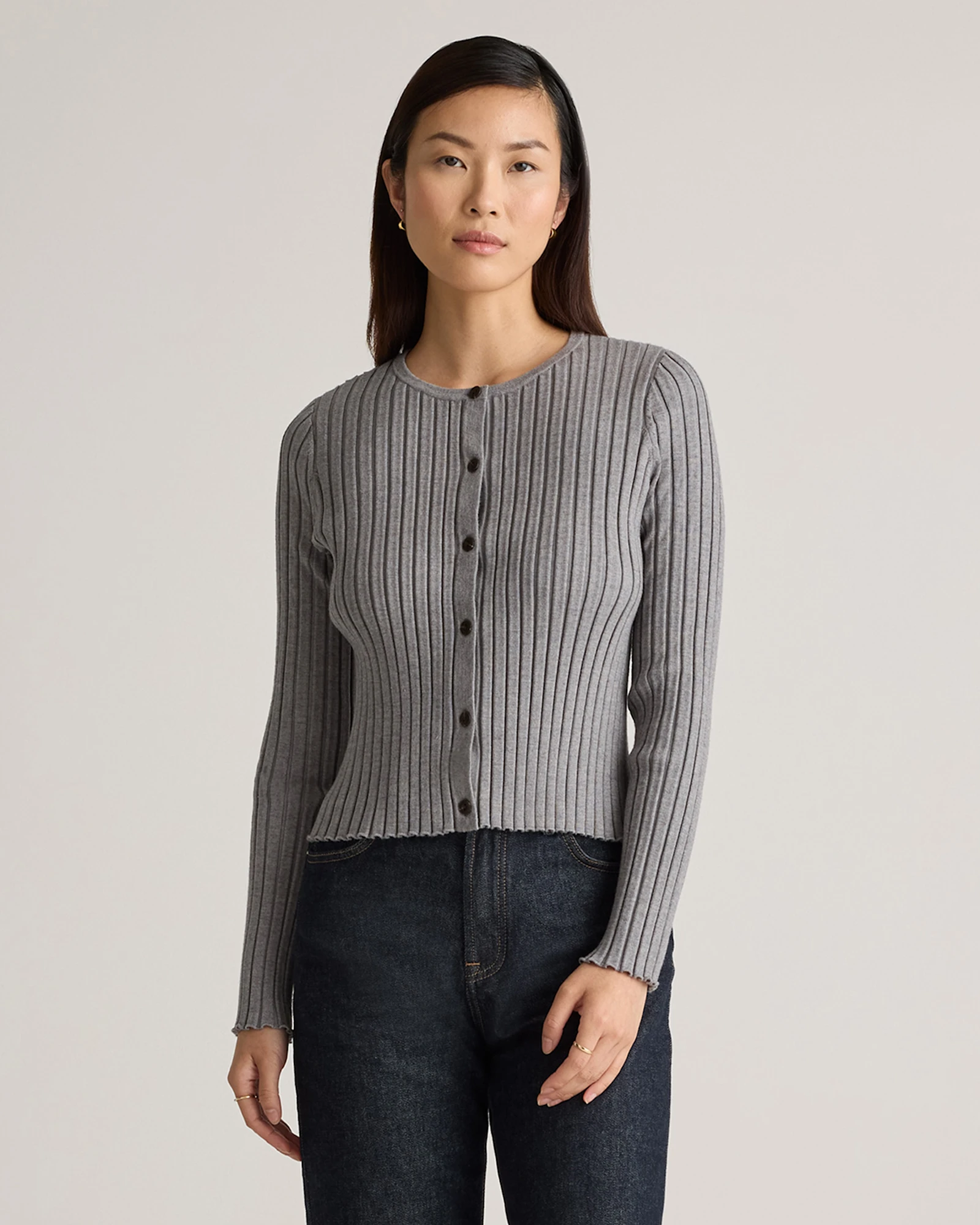 Eco-Knit Cropped Rib Cardigan