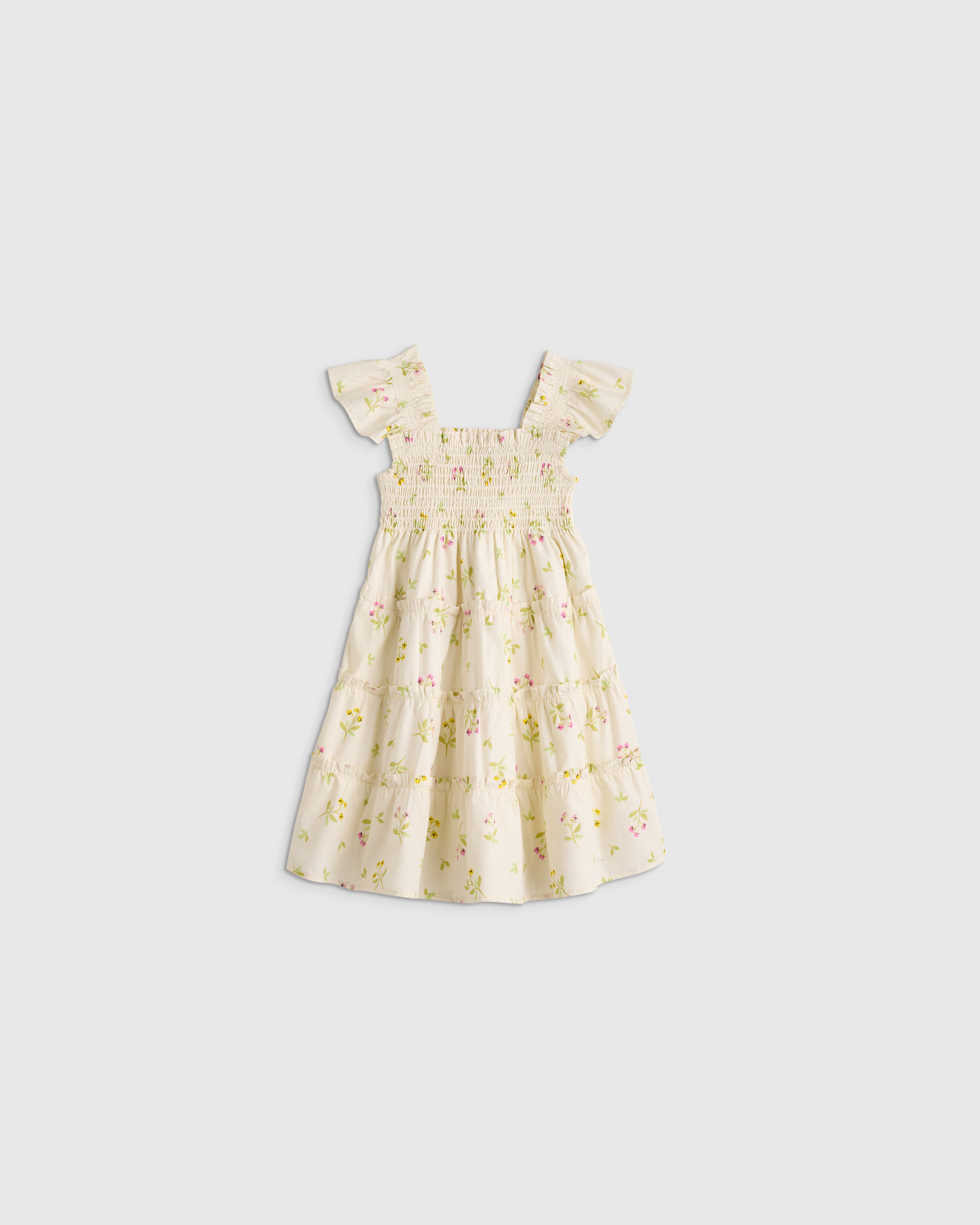 Floral Sprigs 100% Organic Cotton Poplin Smocked Dress