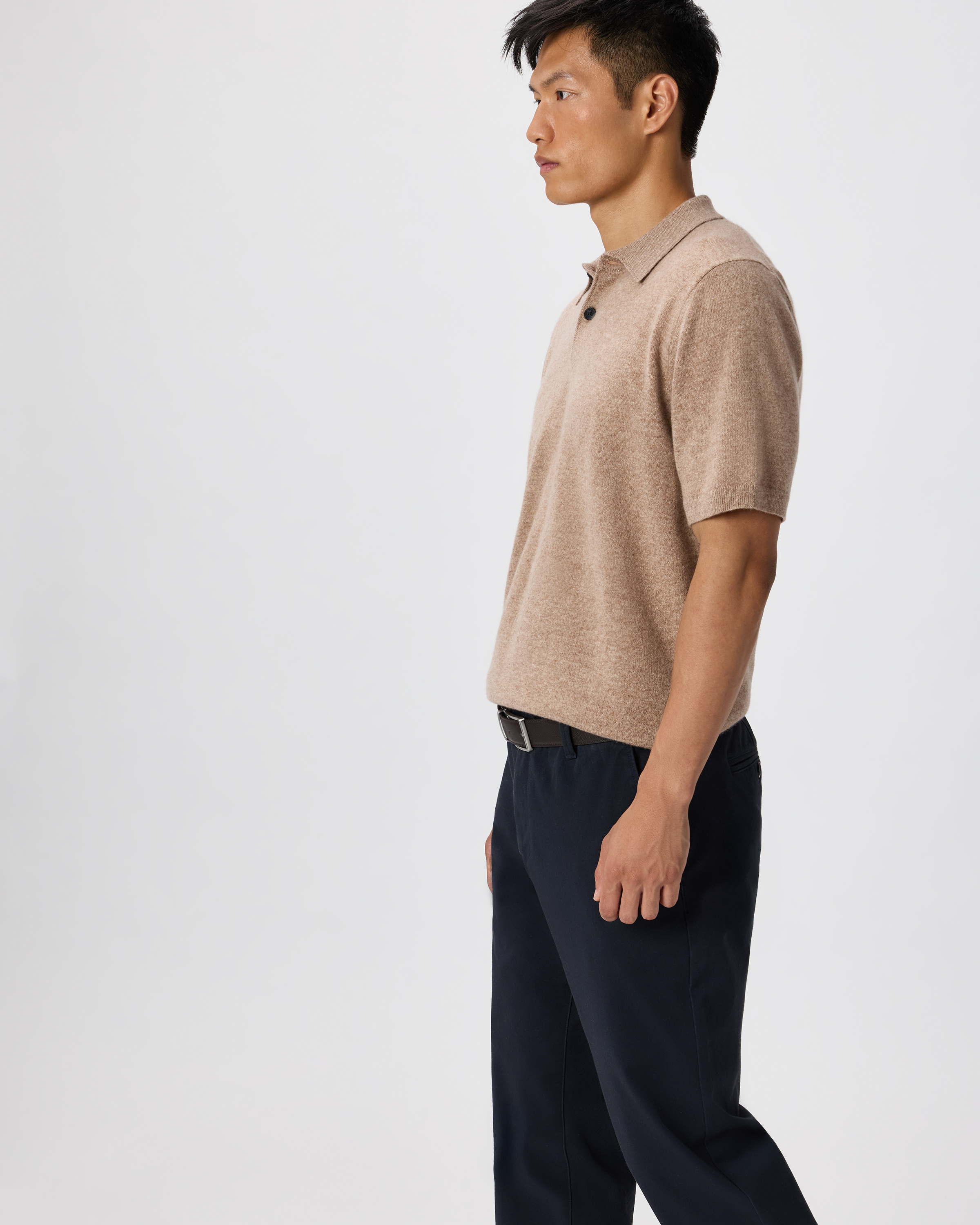 トップス 25AW cash&barba Mongolian Cashmere POLO Mongolian Cashmere Polo Sweater in Morel Grey