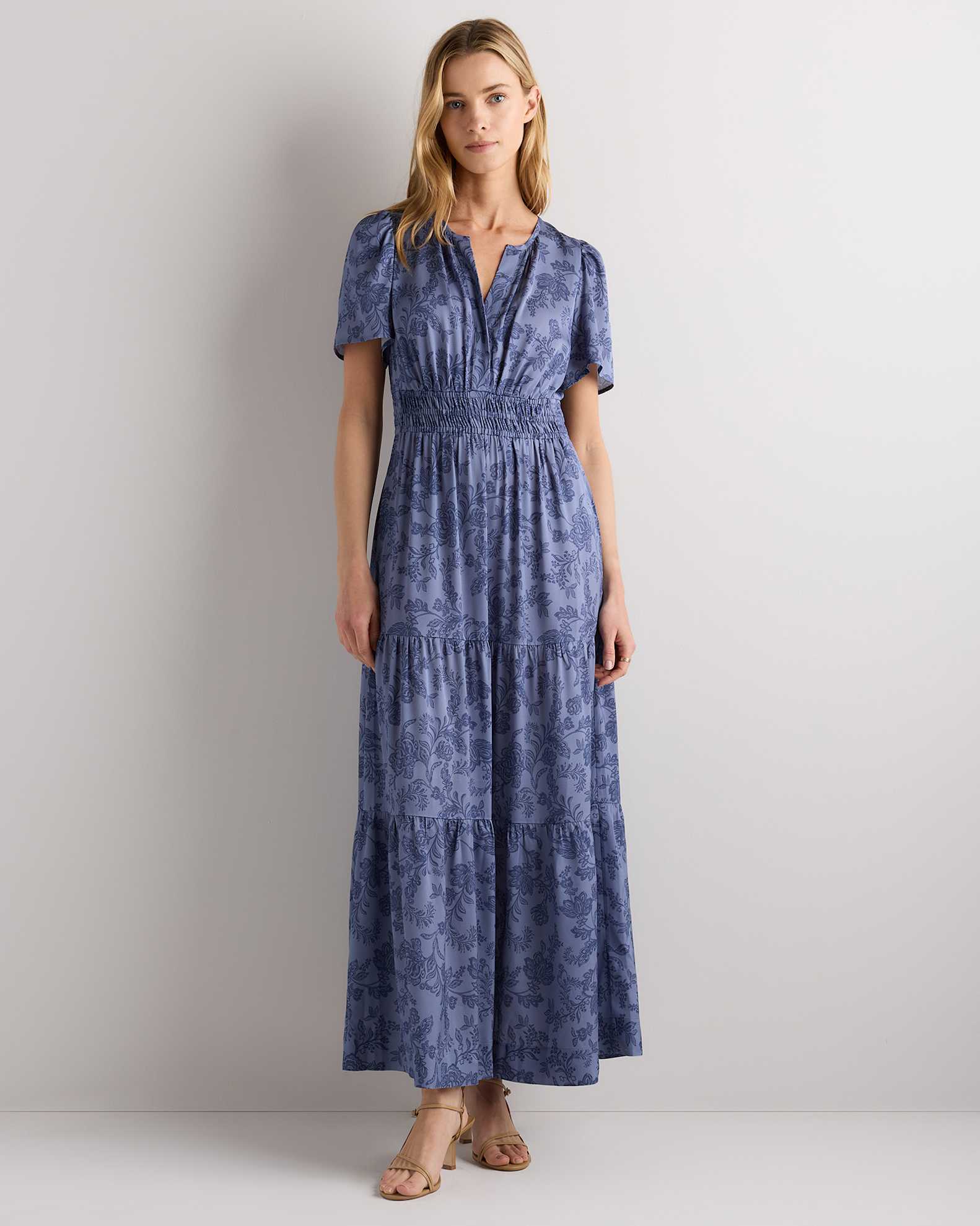 washable stretch silk tiered maxi dress Washable Stretch Silk Tiered Maxi Dress