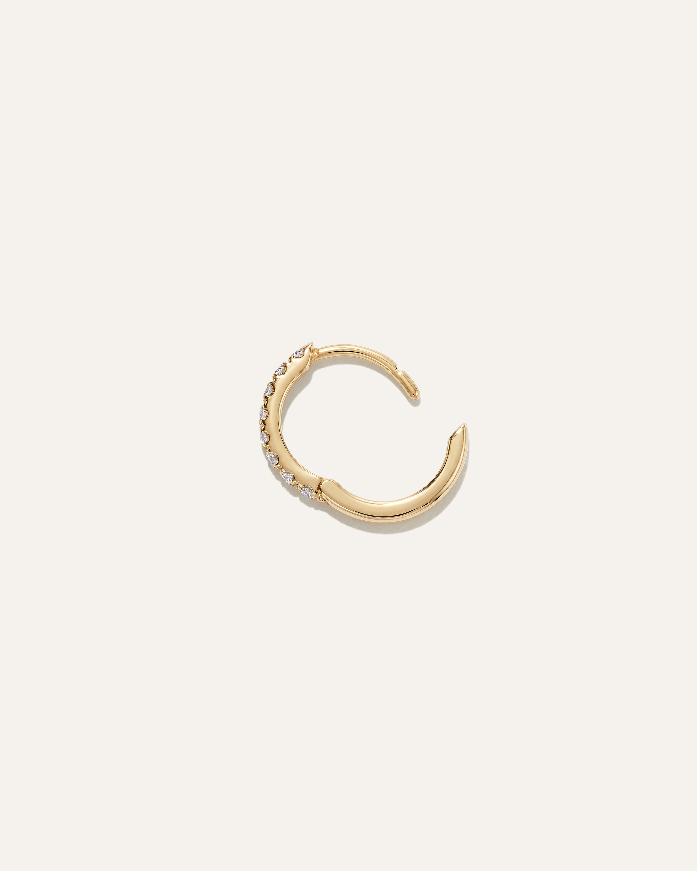 14K Gold Pave Diamond Single Huggie in Yellow Gold