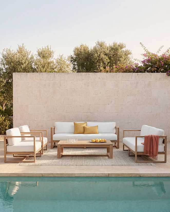 Narrow Solid Teak Outdoor Coffee Table
