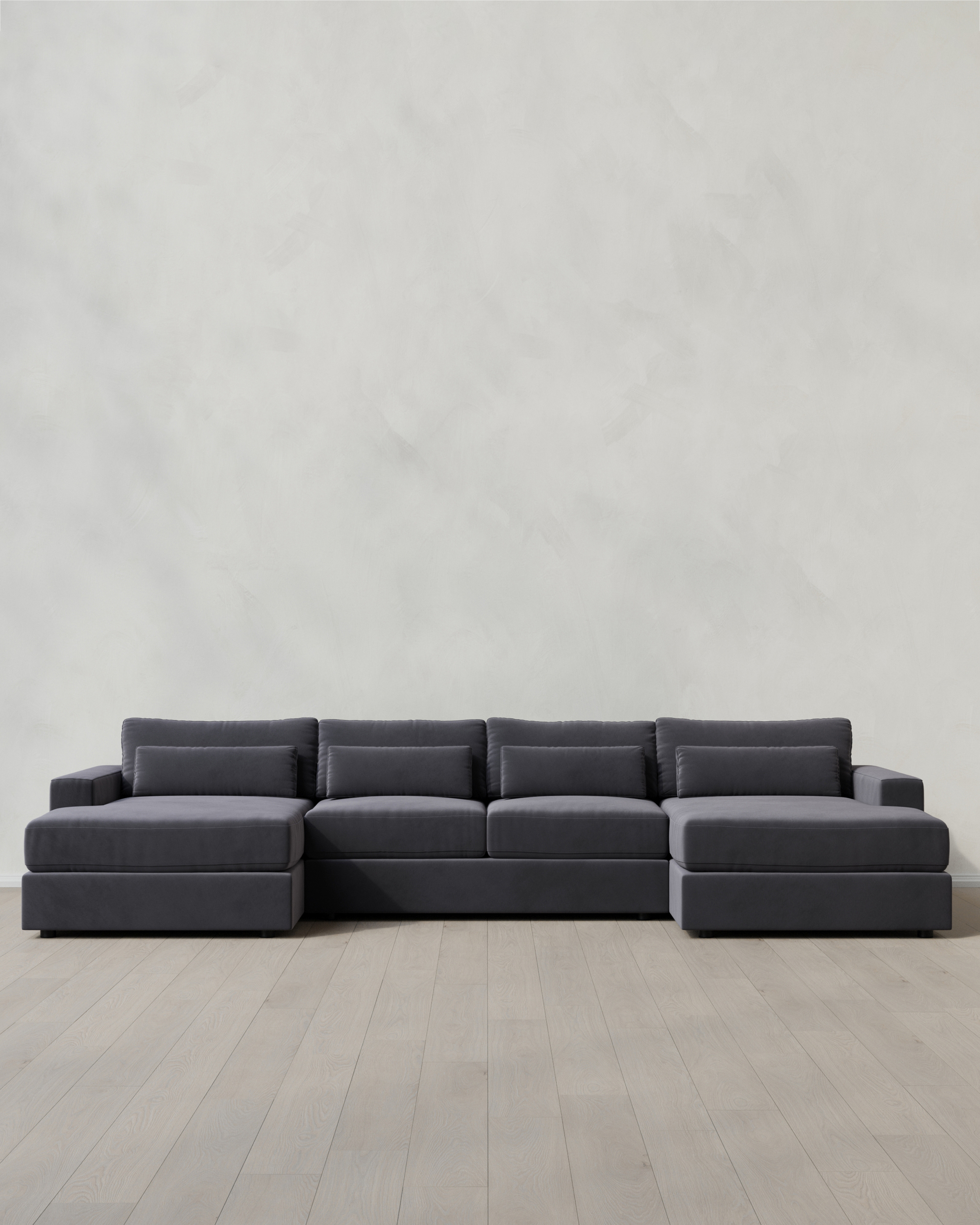Square Arm Deep Seat U Sectional Performance Velvet Gunmetal