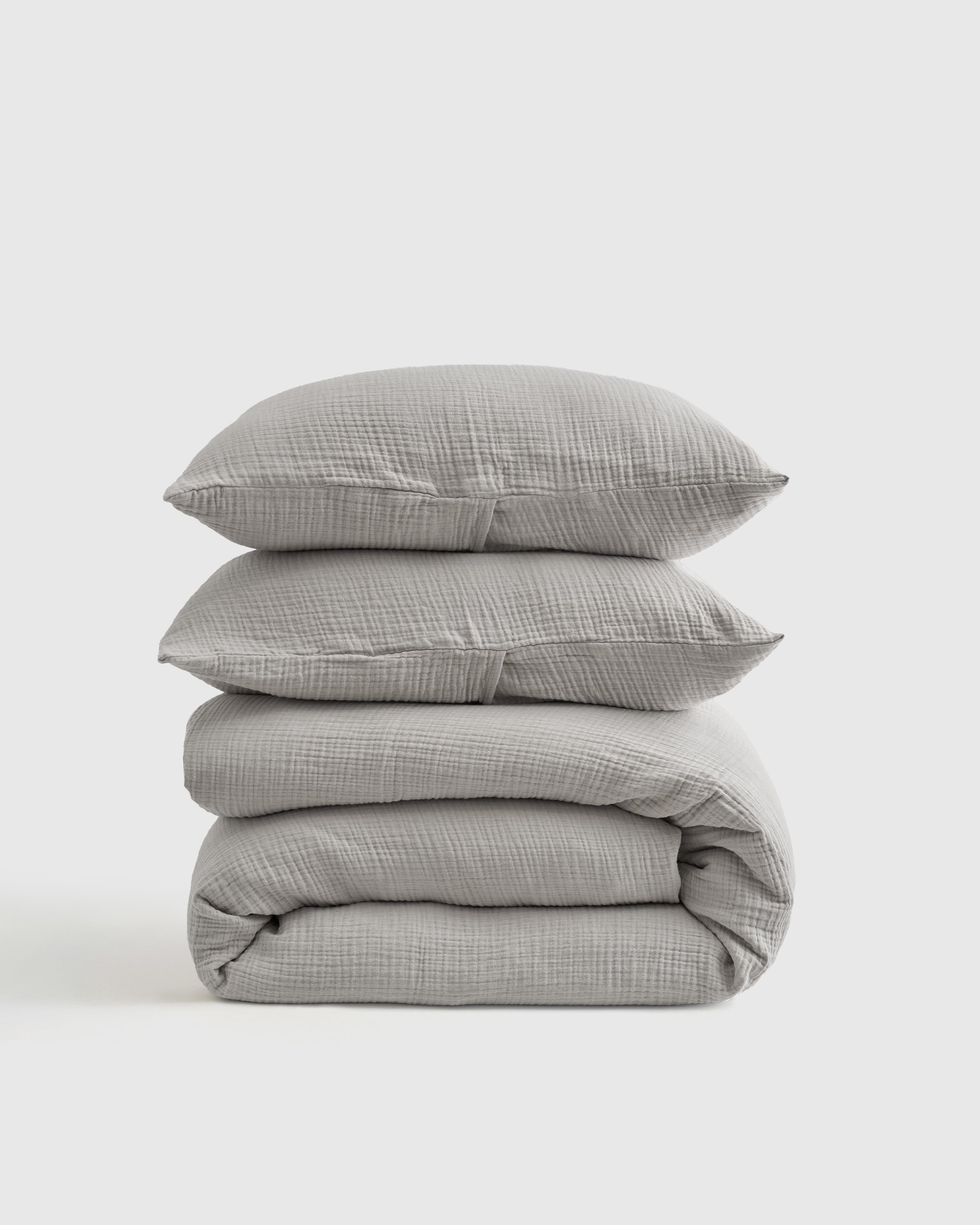 organic cotton gauze dream quilt set, king/cal king, light grey