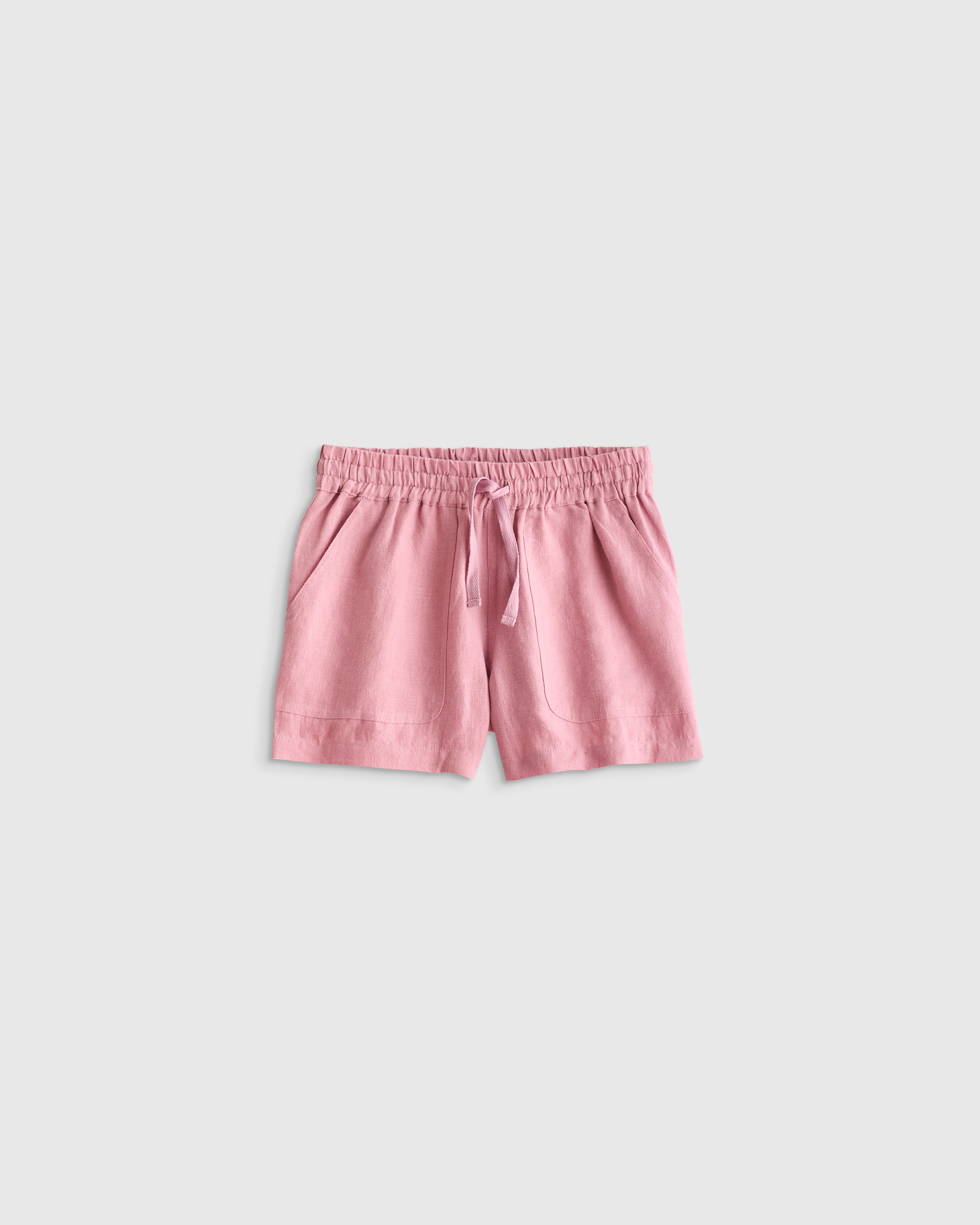 Mauve Mist 100% European Linen Drawstring Shorts