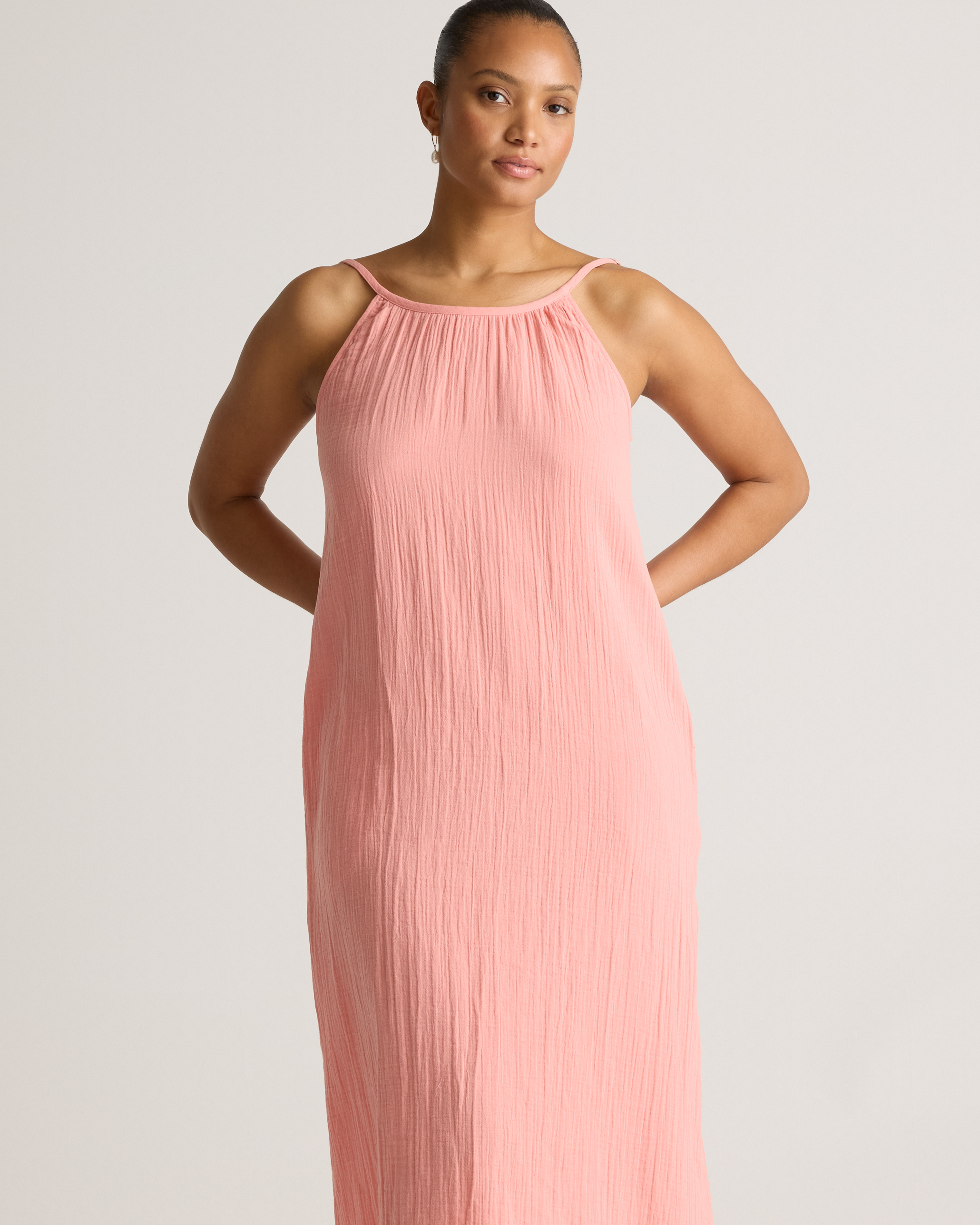 Women's Gauze Sleeveless Maxi Dress in Coral Blush, Size XS, Organic Cotton by Quince