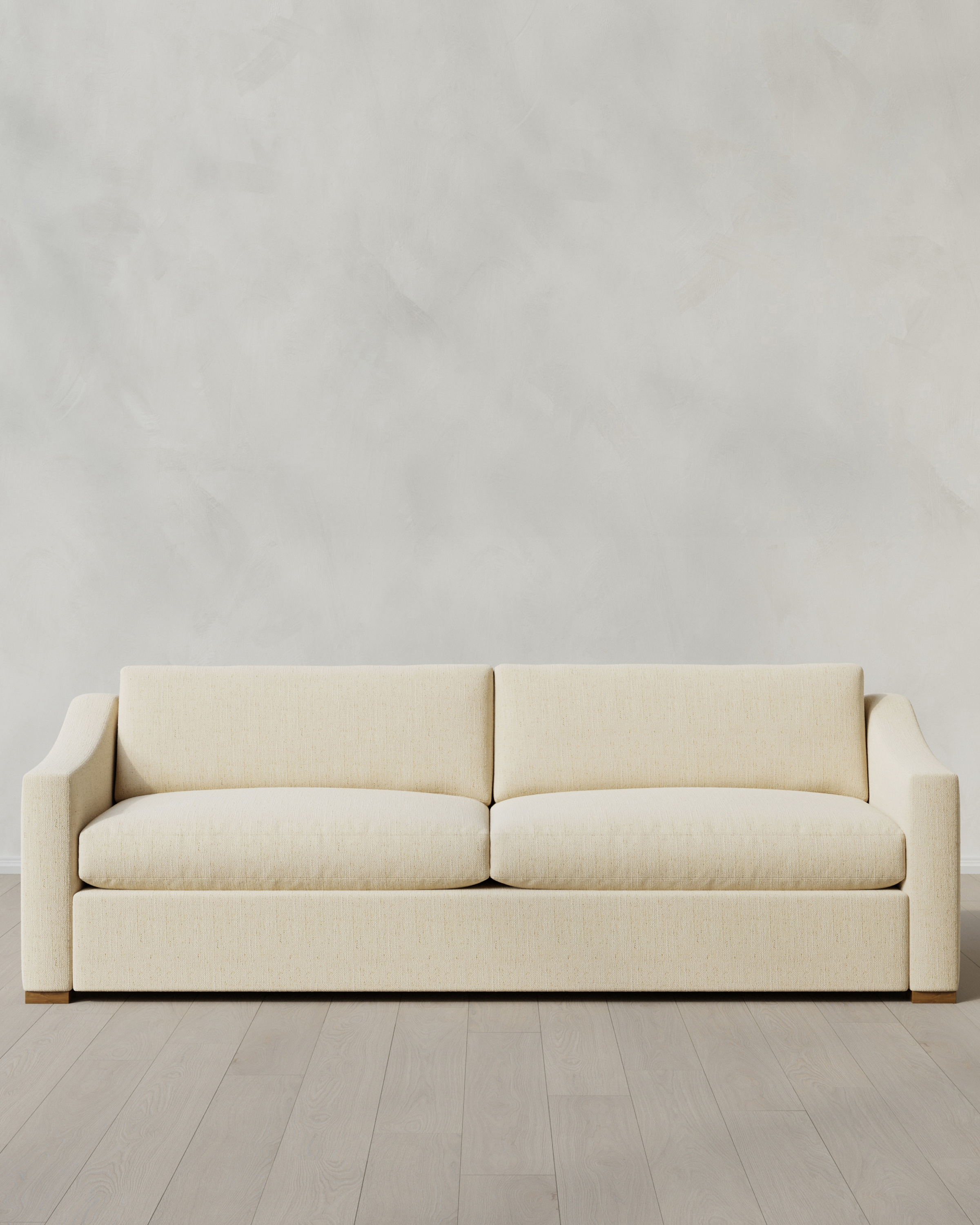 Quince Hollis Slope Arm Sofa in Performance Chenille Linen Blend in Eggshell, Size 108", Polyester