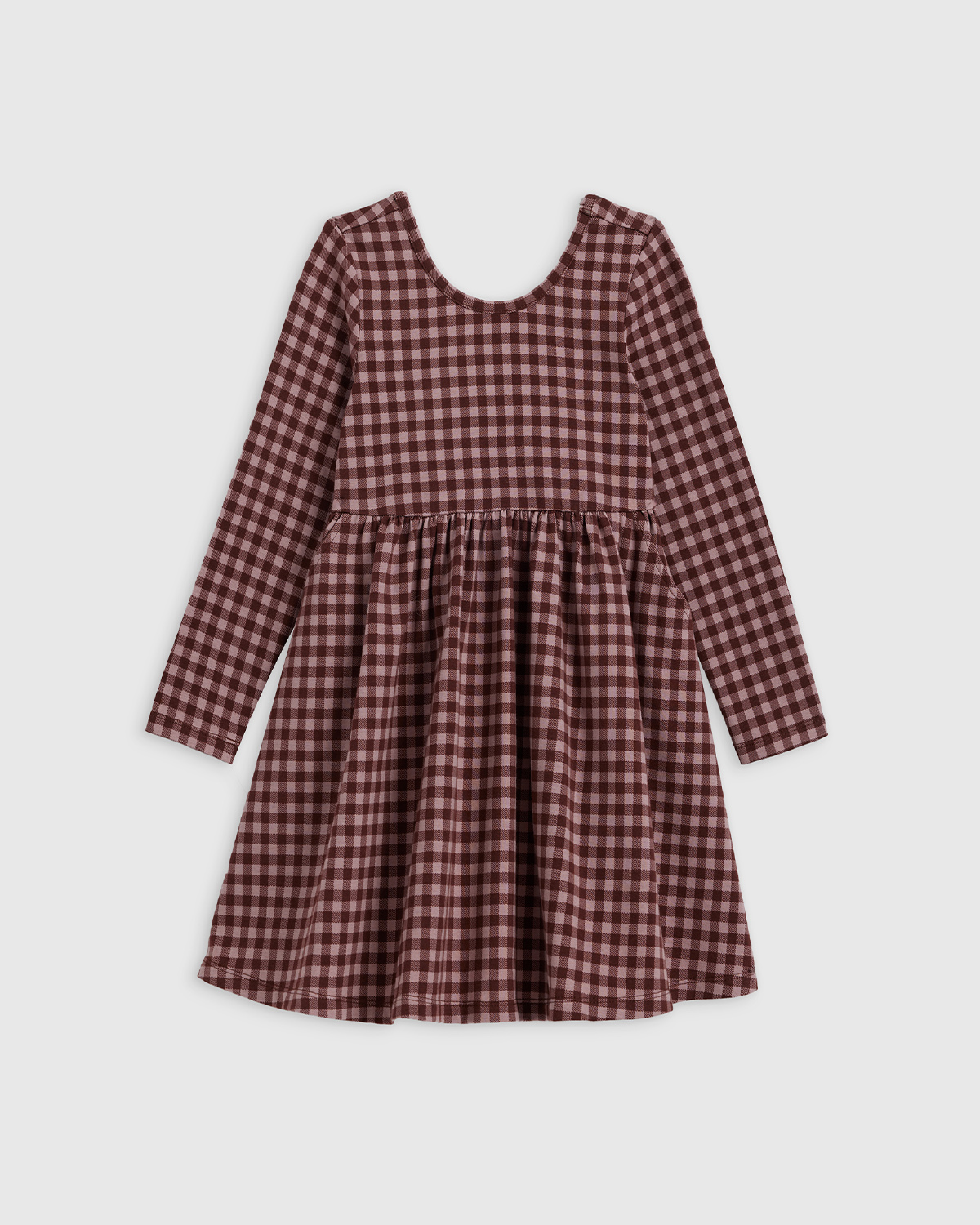 Check Organic Cotton Long Sleeve Skater Dress 