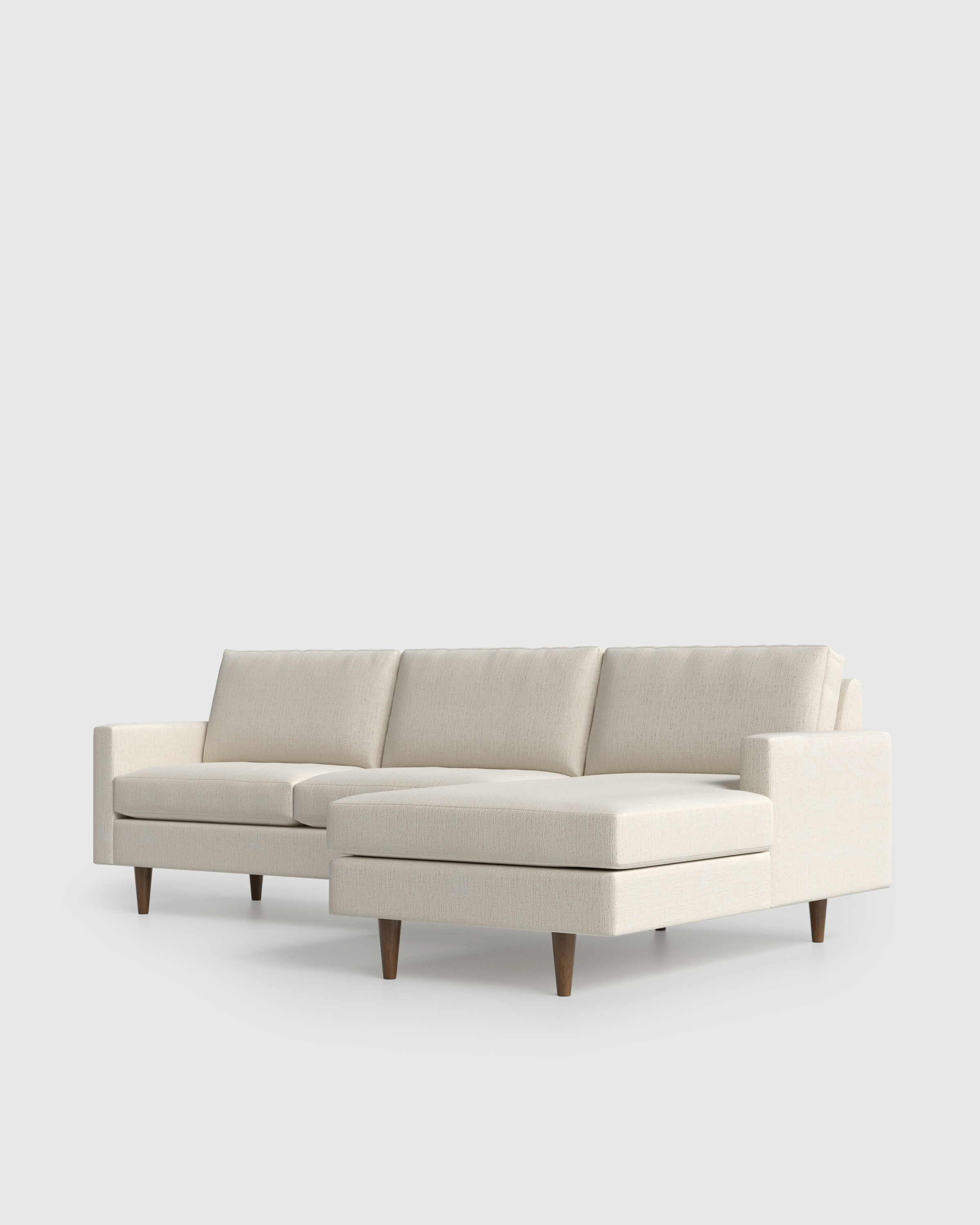 Midcentury Chaise Sectional 106in Right Arm Nomad Snow front angle