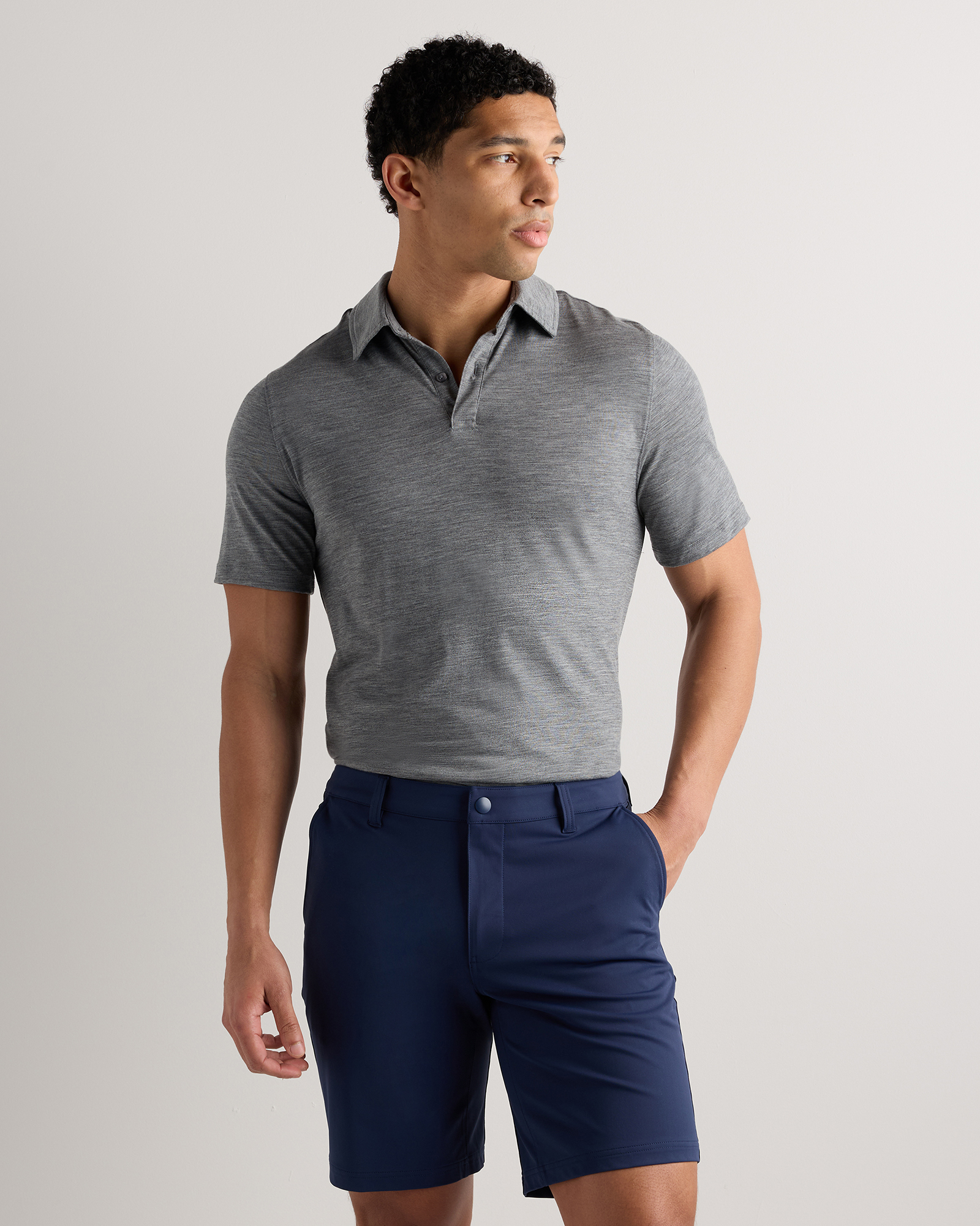 Heather Grey Extra-Fine Australian Merino Polo